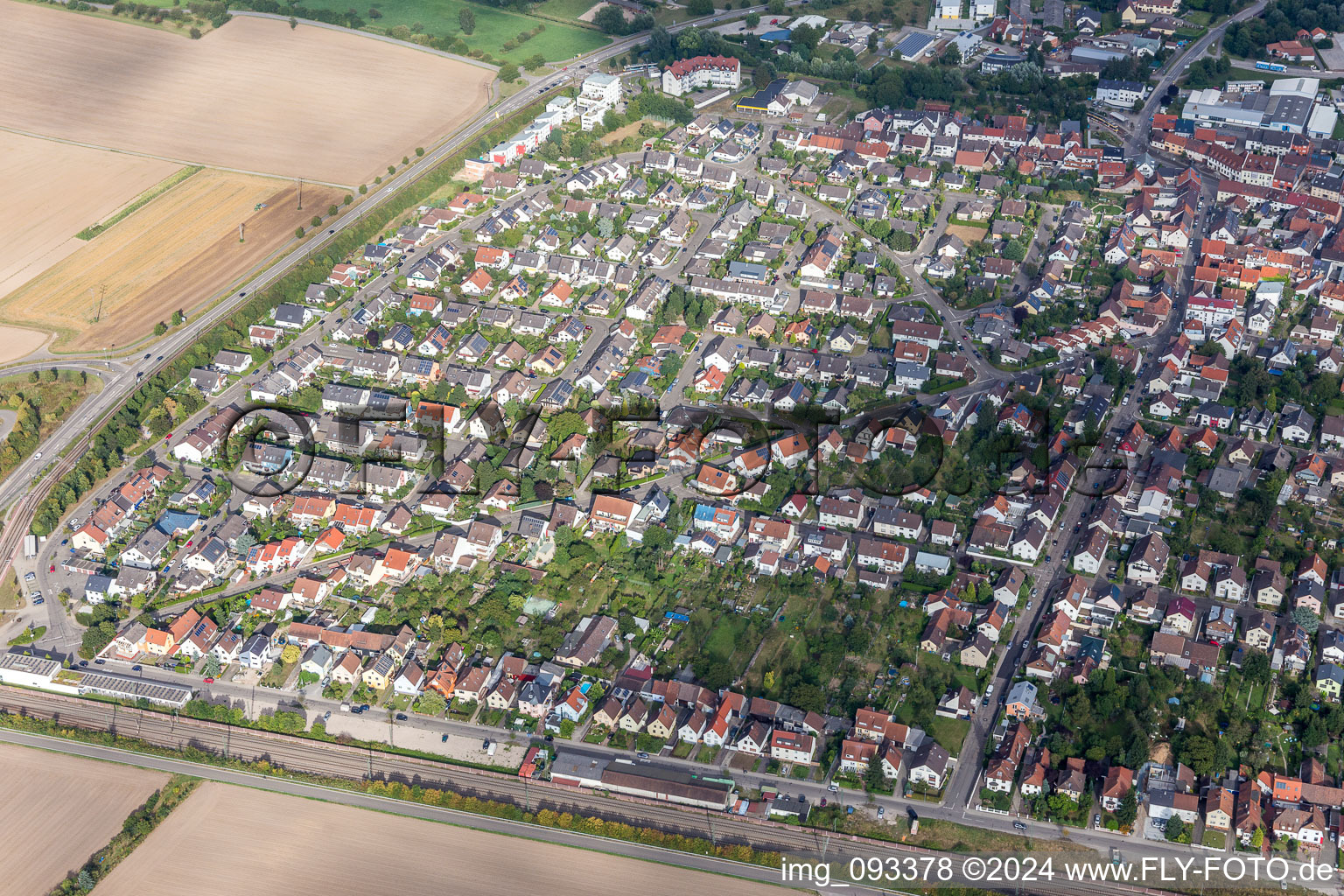 Settlement area in the district Blankenloch in Stutensee in the state Baden-Wurttemberg, Germany