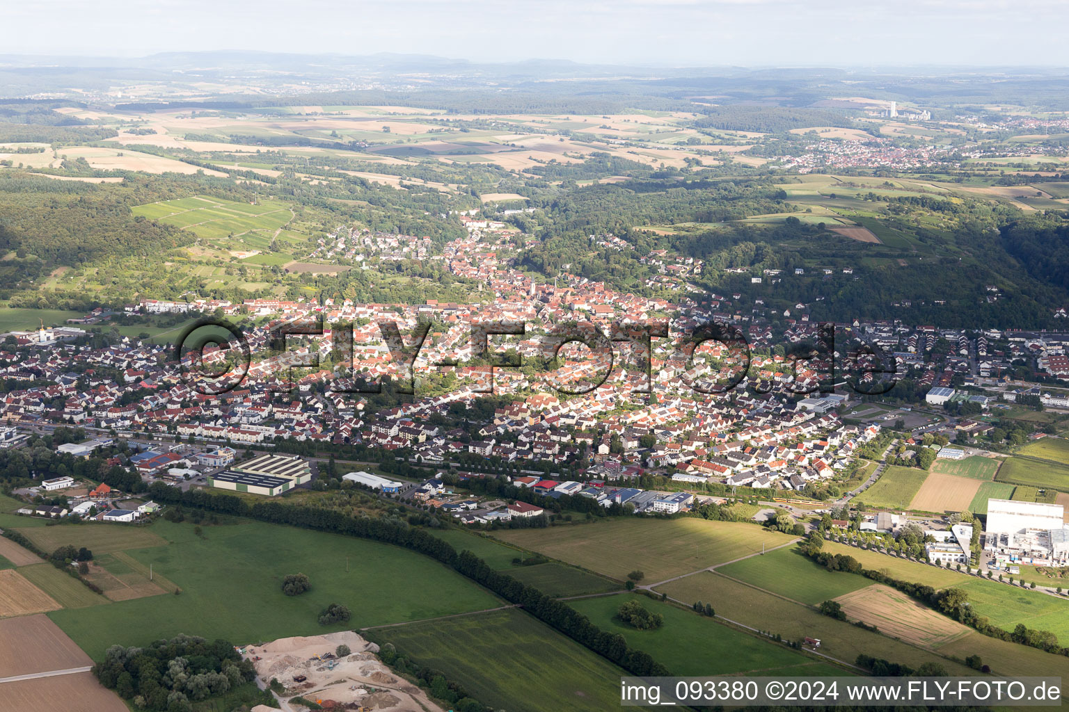 Drone recording of Weingarten in the state Baden-Wuerttemberg, Germany