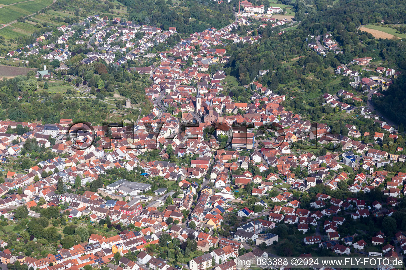 Town View of the streets and houses of the residential areas in Weingarten in the state Baden-Wurttemberg, Germany