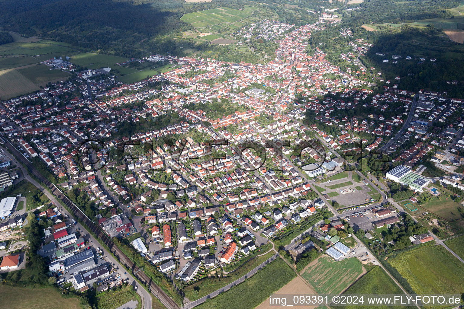 Aerial photograpy of Weingarten in the state Baden-Wuerttemberg, Germany