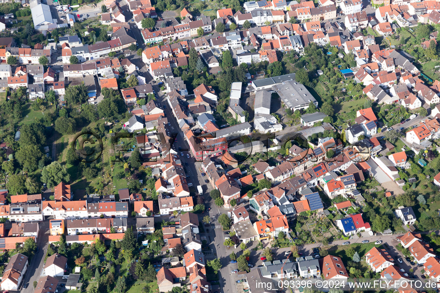 Weingarten in the state Baden-Wuerttemberg, Germany seen from above