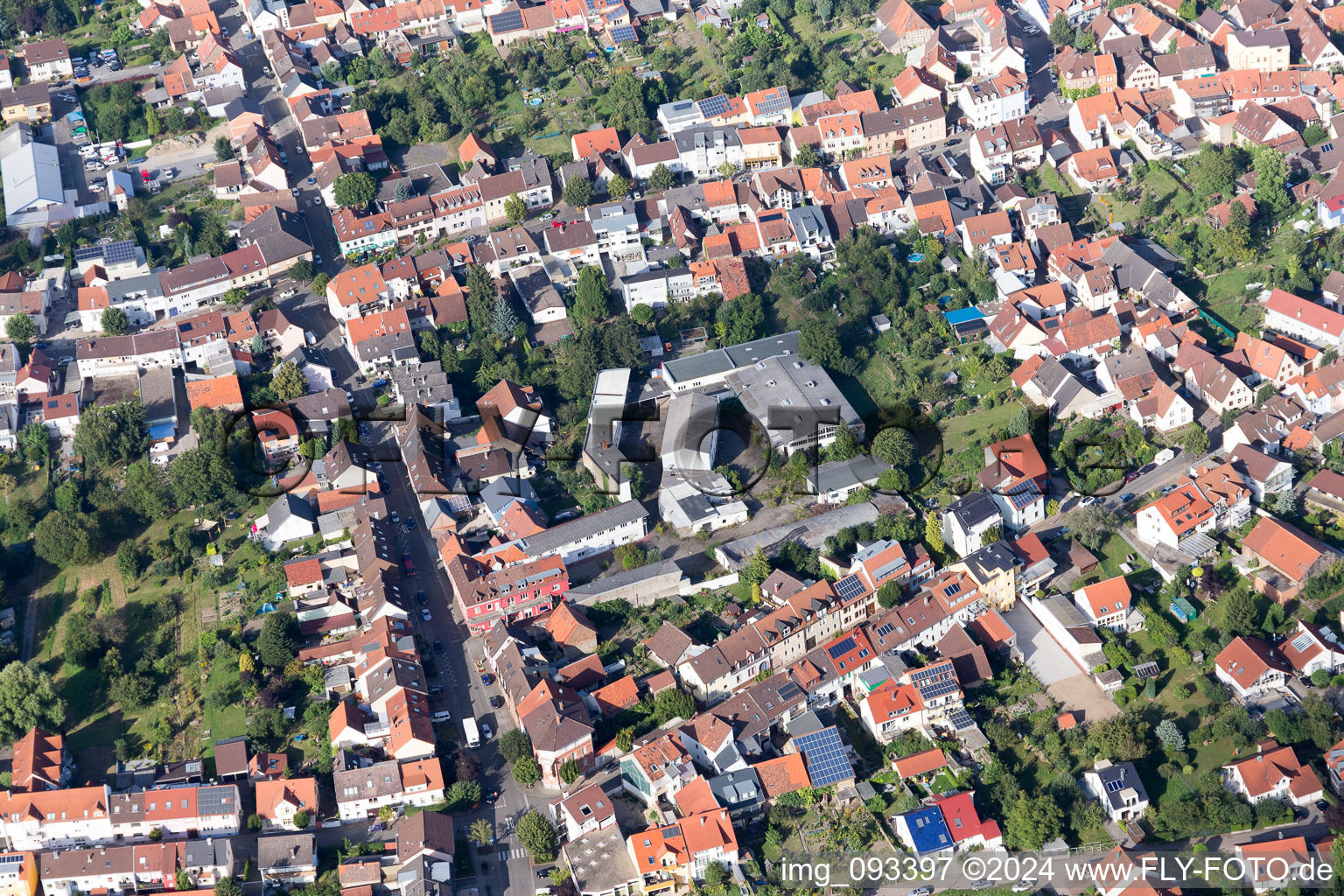 Weingarten in the state Baden-Wuerttemberg, Germany from the plane