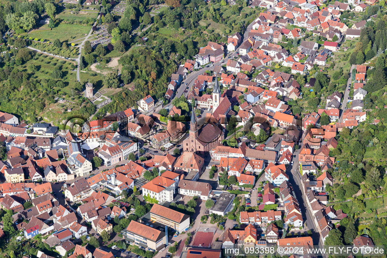 Buildings of the evangelic church and of the catholic church St. Michael Weingarten, in Weingarten in the state Baden-Wurttemberg, Germany