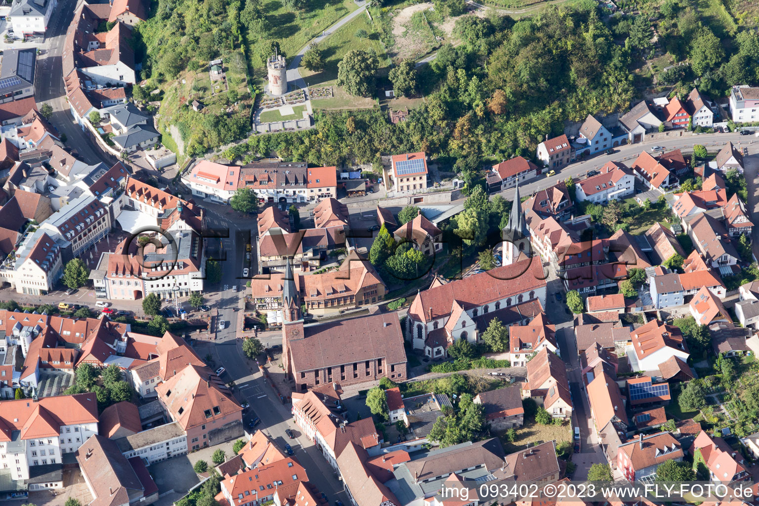 Drone recording of Weingarten in the state Baden-Wuerttemberg, Germany
