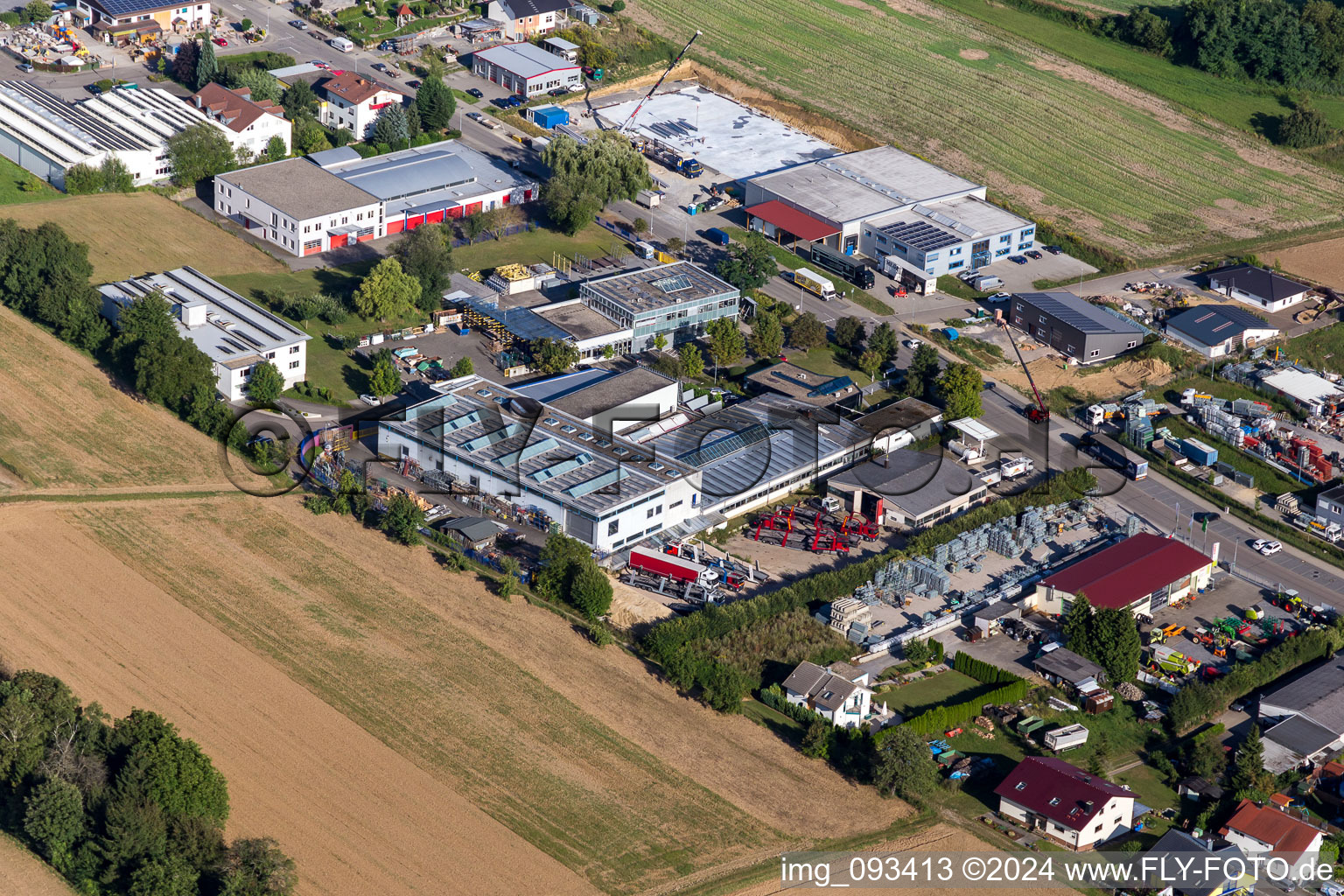 Aerial photograpy of Industrial estate and company settlement North in the district Joehlingen in Walzbachtal in the state Baden-Wurttemberg, Germany