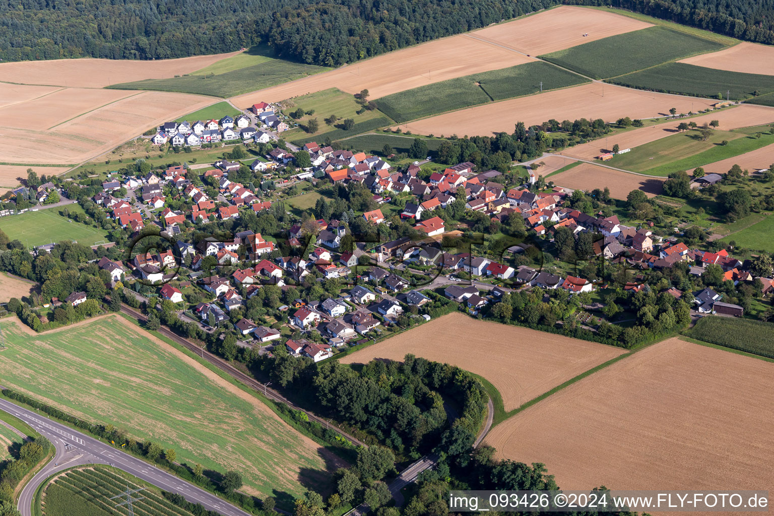 Aerial view of District Dürrenbüchig in Bretten in the state Baden-Wuerttemberg, Germany