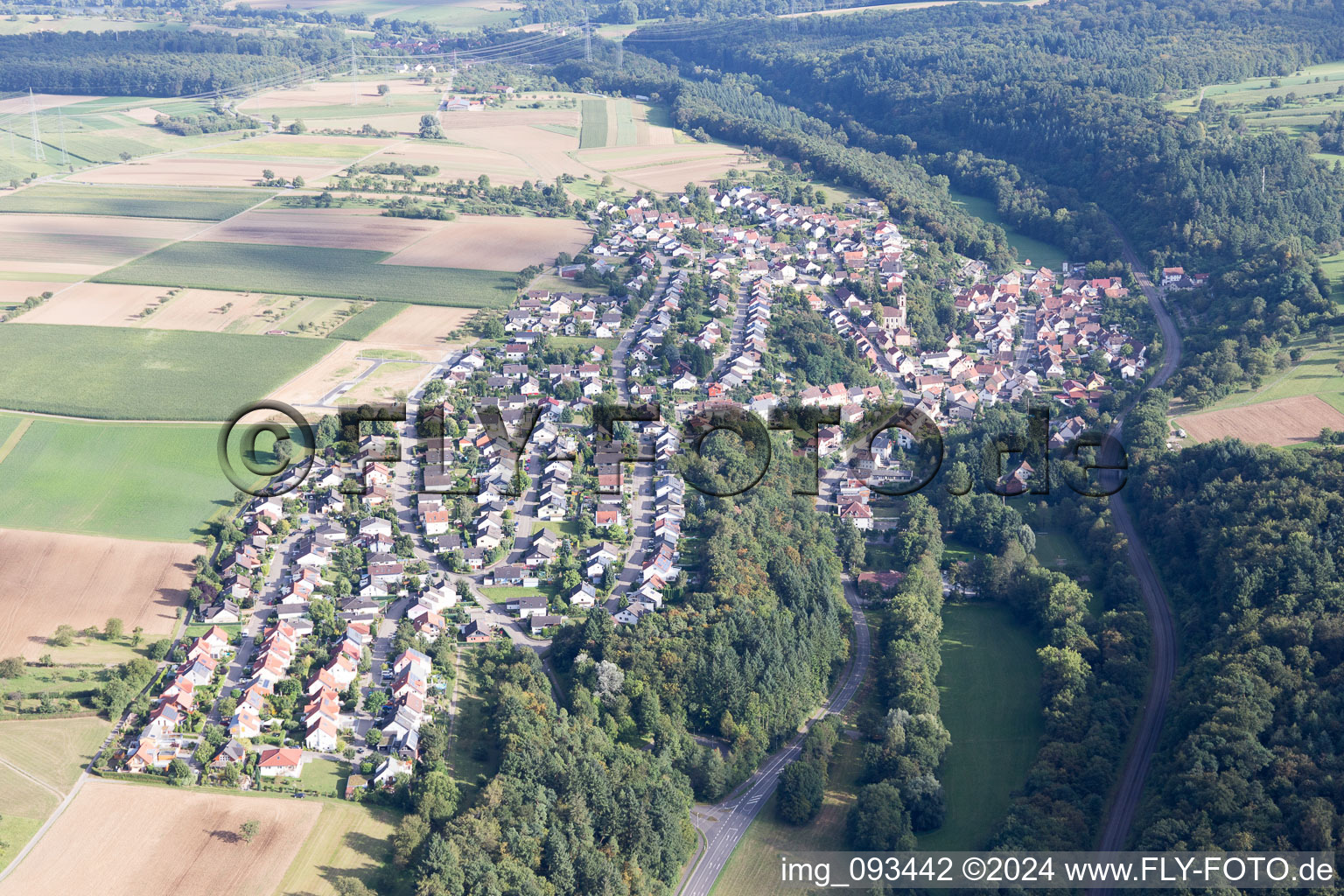 Aerial view of Ruit in the state Baden-Wuerttemberg, Germany