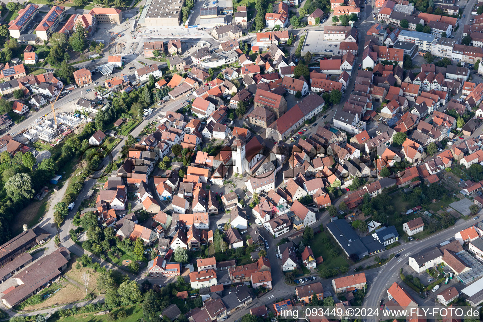 Oblique view of Knittlingen in the state Baden-Wuerttemberg, Germany