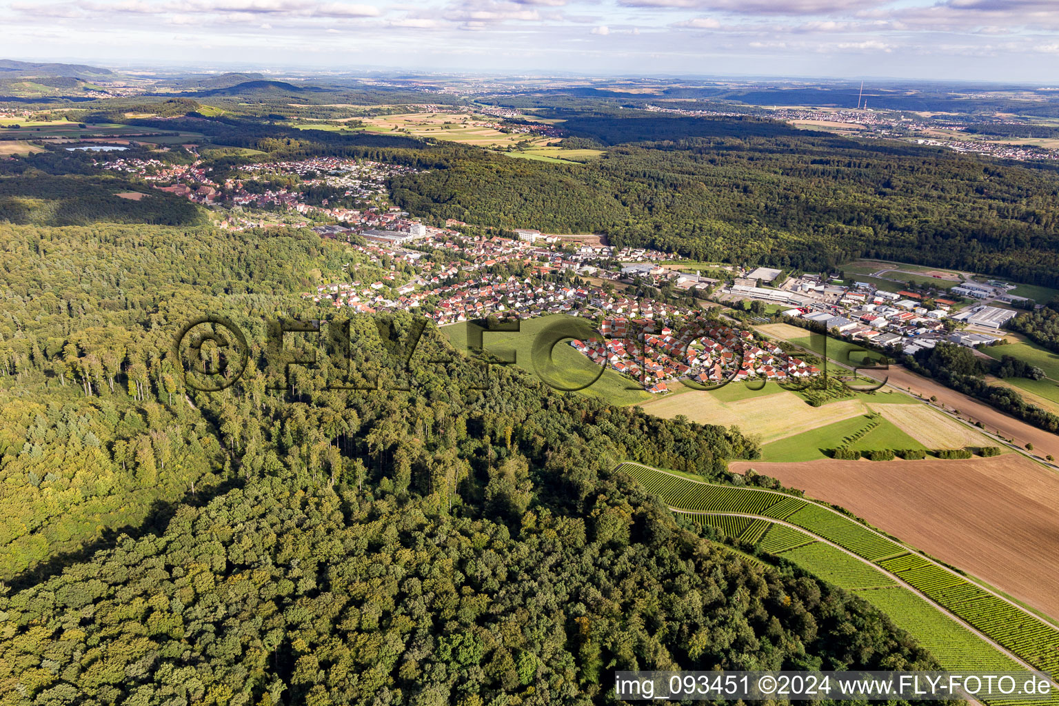 Drone recording of Maulbronn in the state Baden-Wuerttemberg, Germany