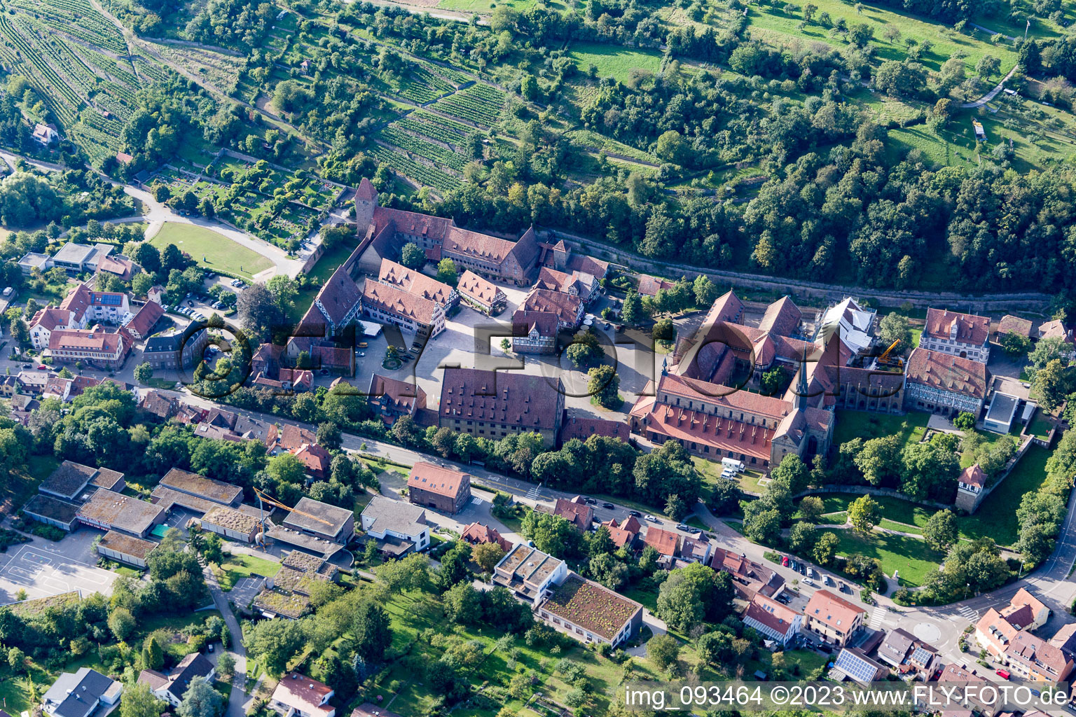 Maulbronn in the state Baden-Wuerttemberg, Germany seen from above