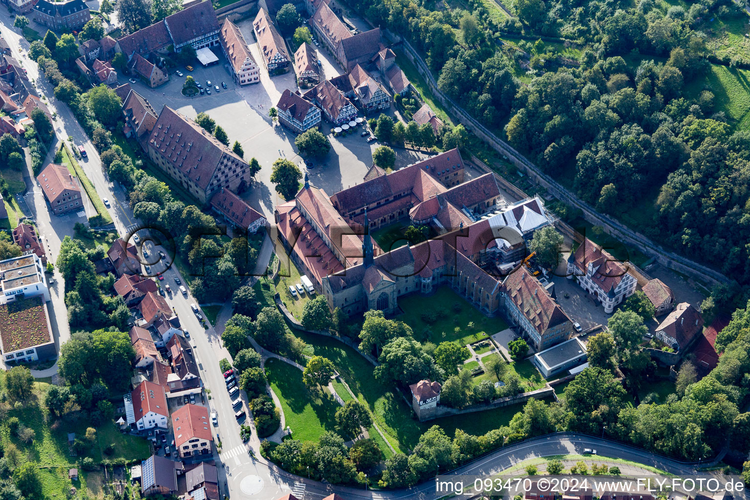 Drone recording of Maulbronn in the state Baden-Wuerttemberg, Germany