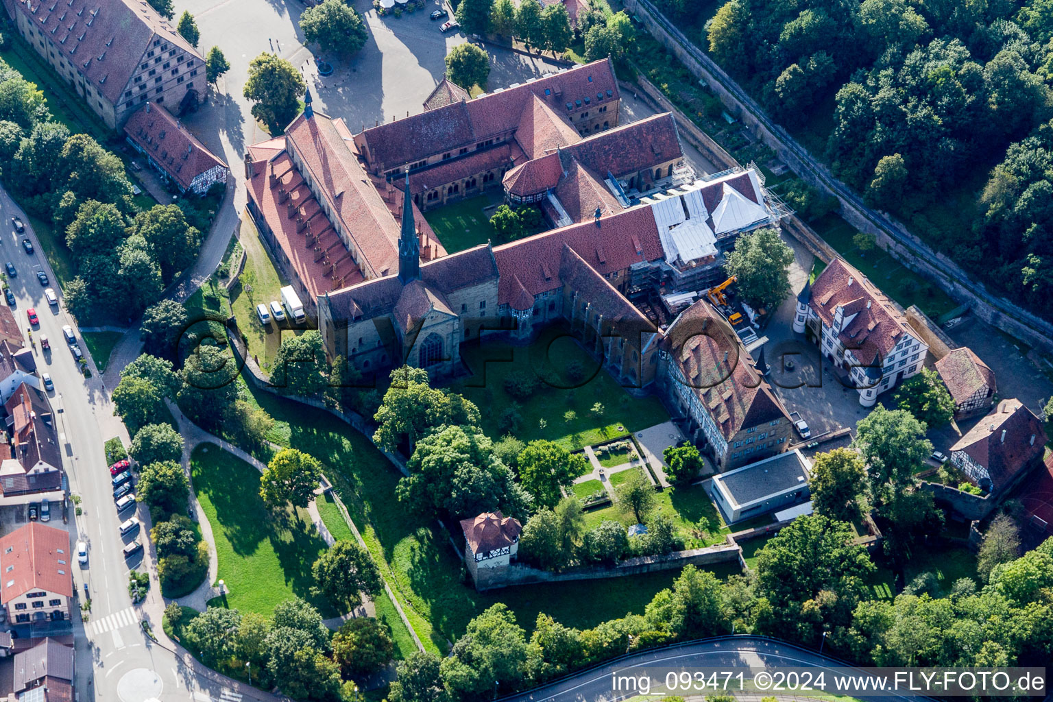 Aerial view of Complex of buildings of the monastery Maulbronn in Maulbronn in the state Baden-Wurttemberg