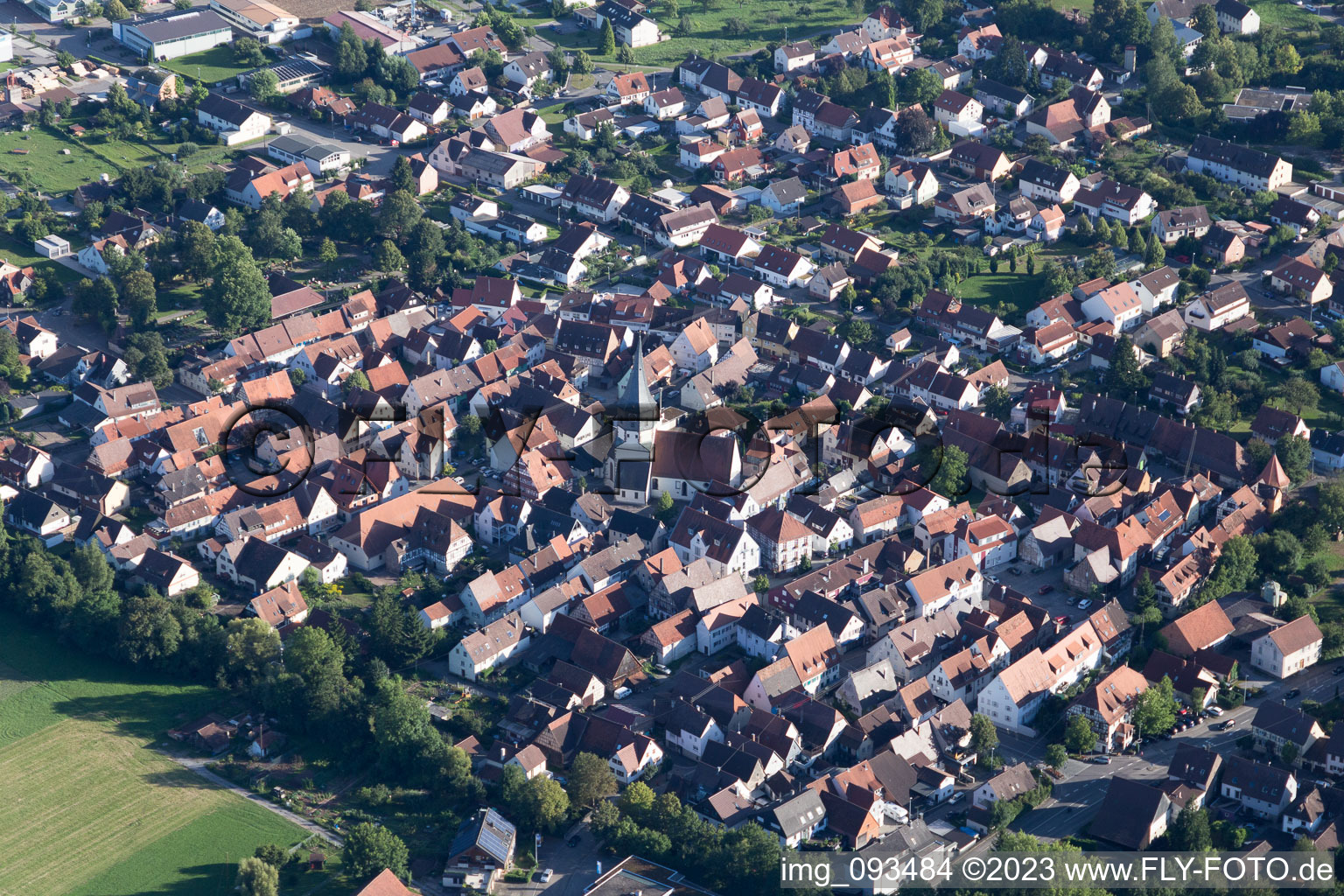 Aerial view of Horrheim in the state Baden-Wuerttemberg, Germany