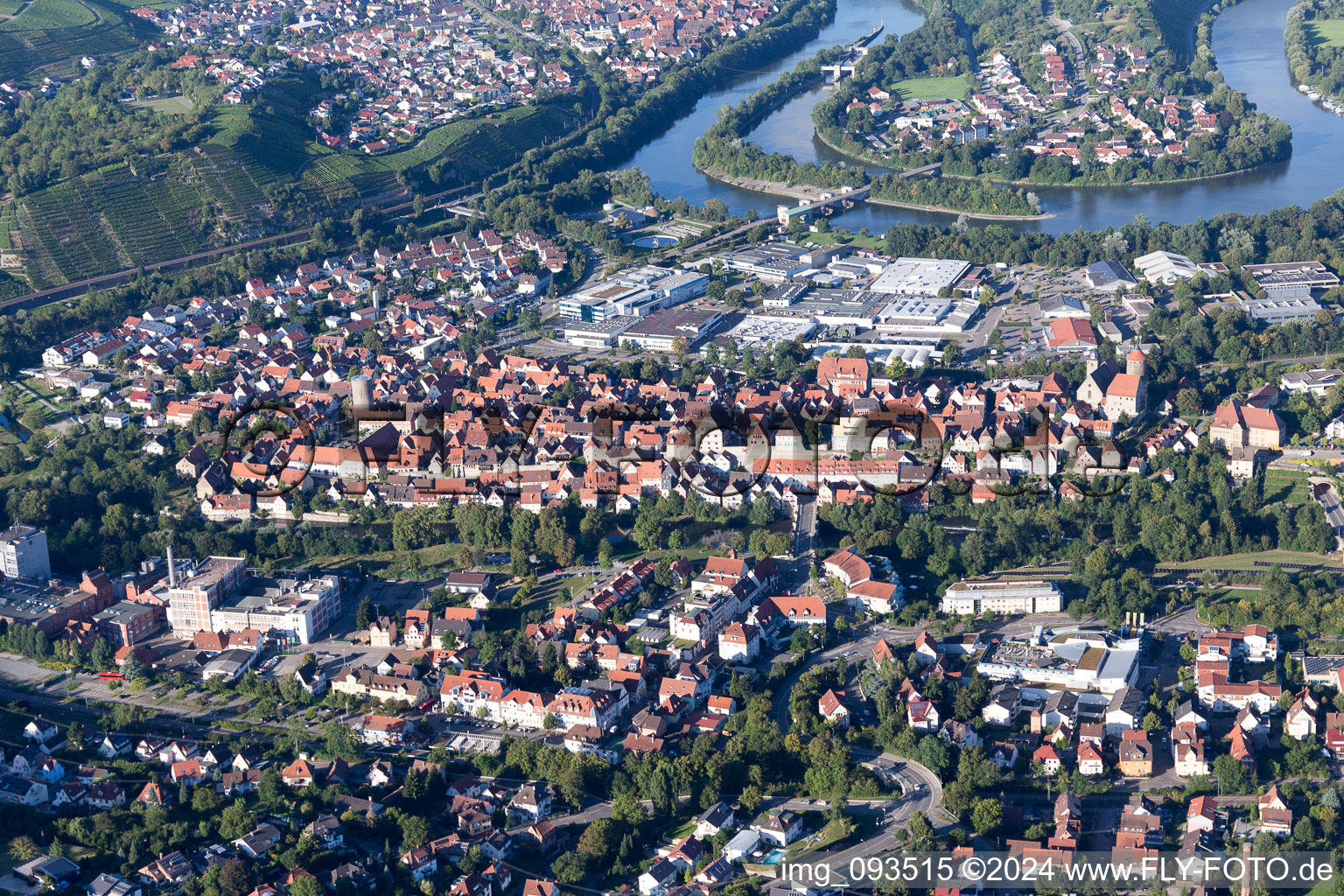 Oblique view of Besigheim in the state Baden-Wuerttemberg, Germany