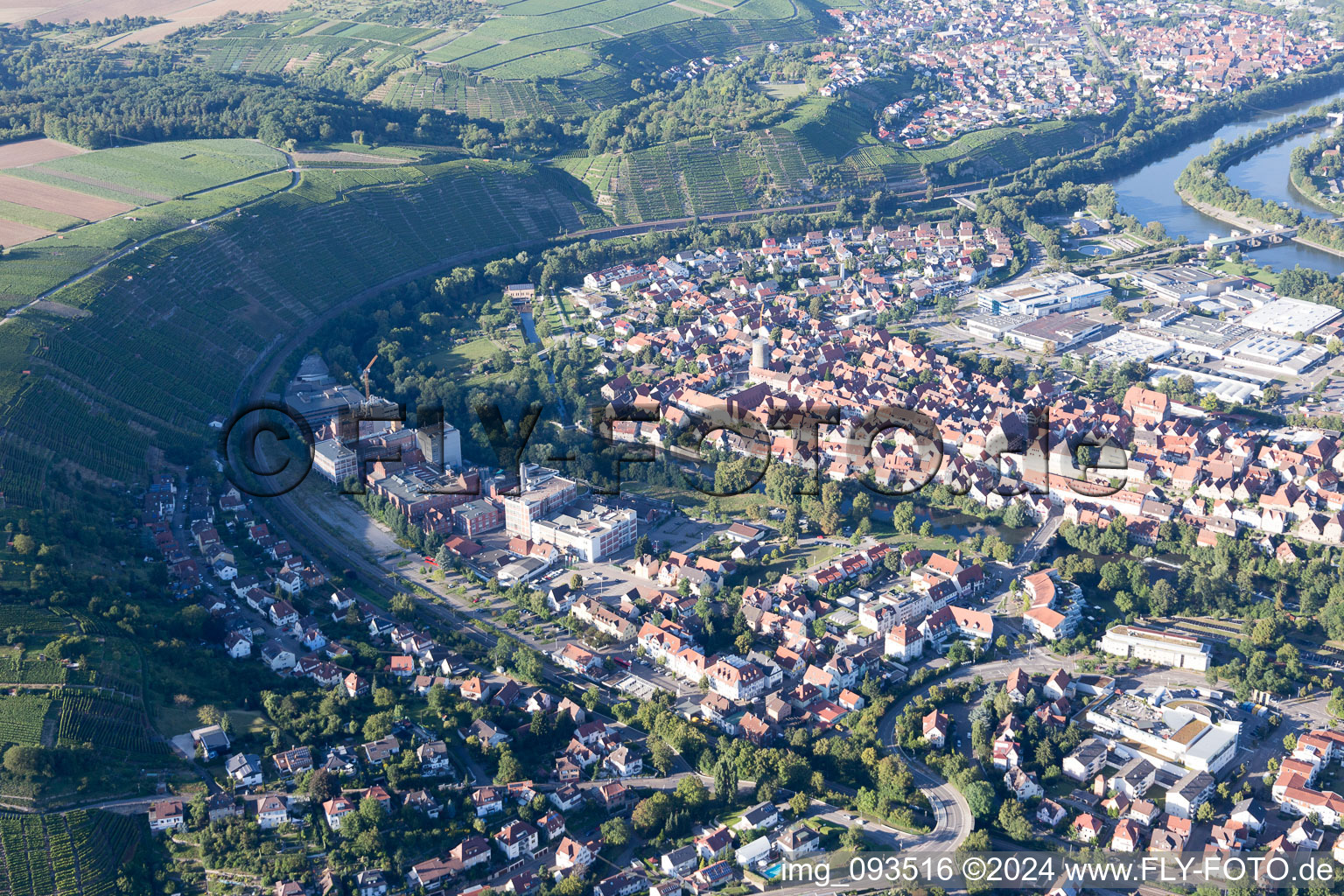 Besigheim in the state Baden-Wuerttemberg, Germany from above