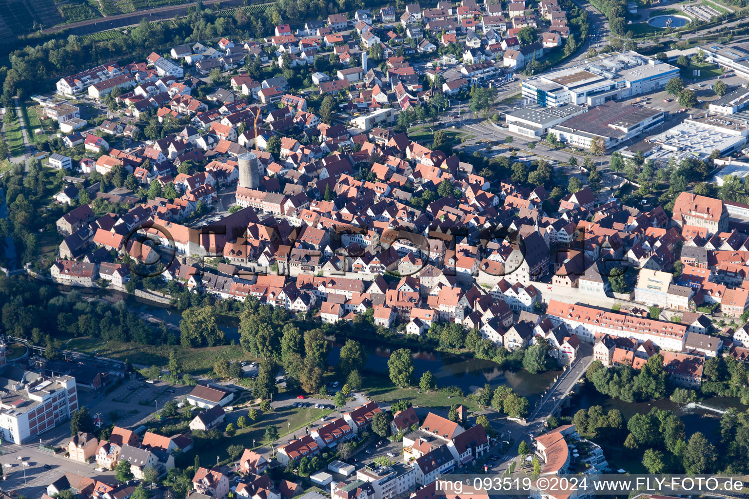 Besigheim in the state Baden-Wuerttemberg, Germany seen from above