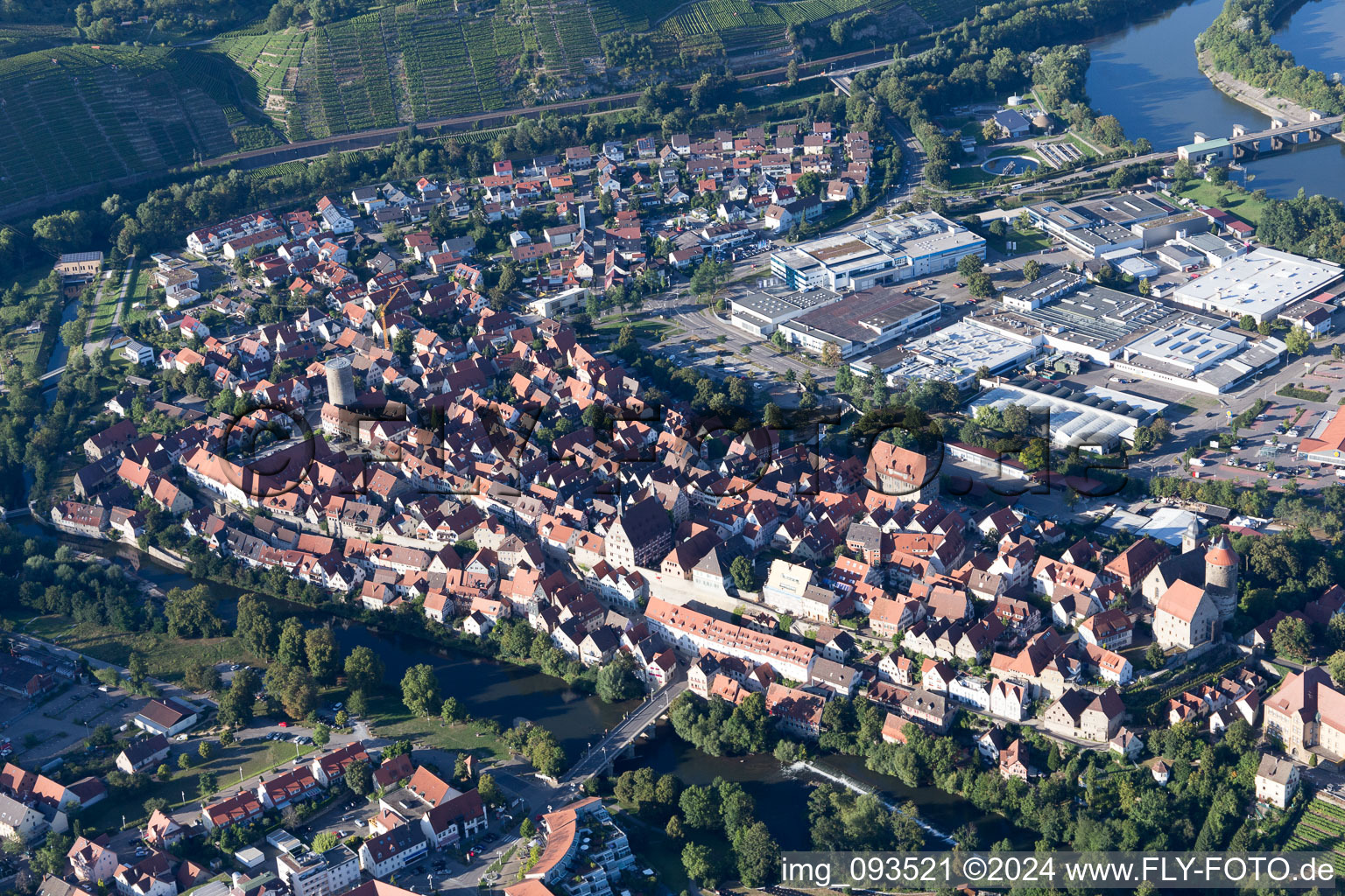 Bird's eye view of Besigheim in the state Baden-Wuerttemberg, Germany