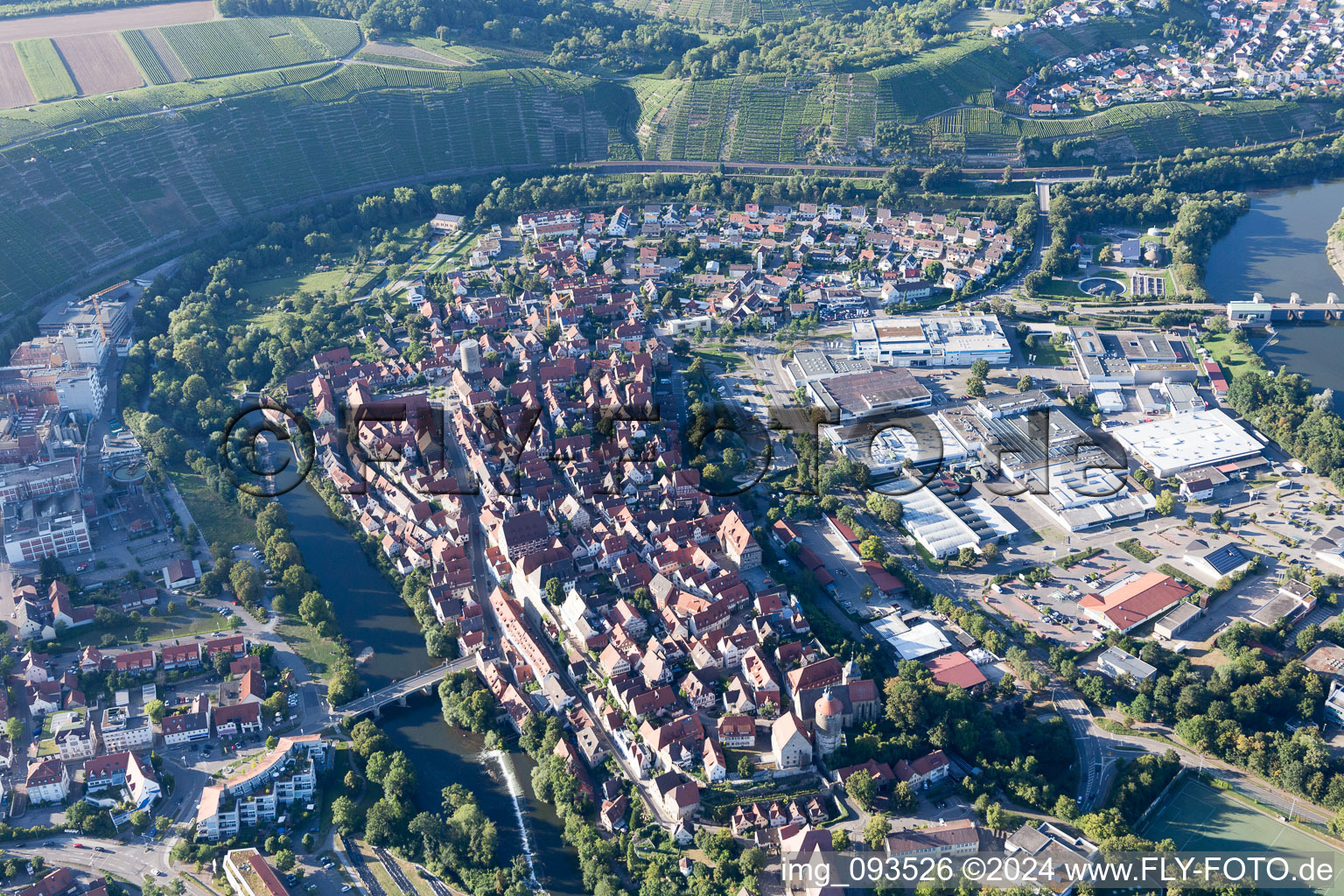 Drone image of Besigheim in the state Baden-Wuerttemberg, Germany
