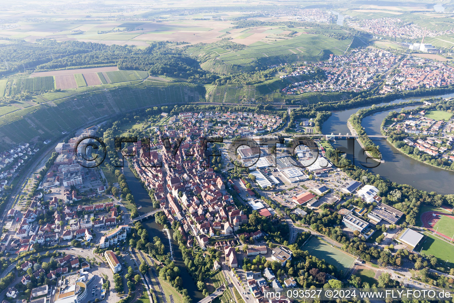 Besigheim in the state Baden-Wuerttemberg, Germany from the drone perspective