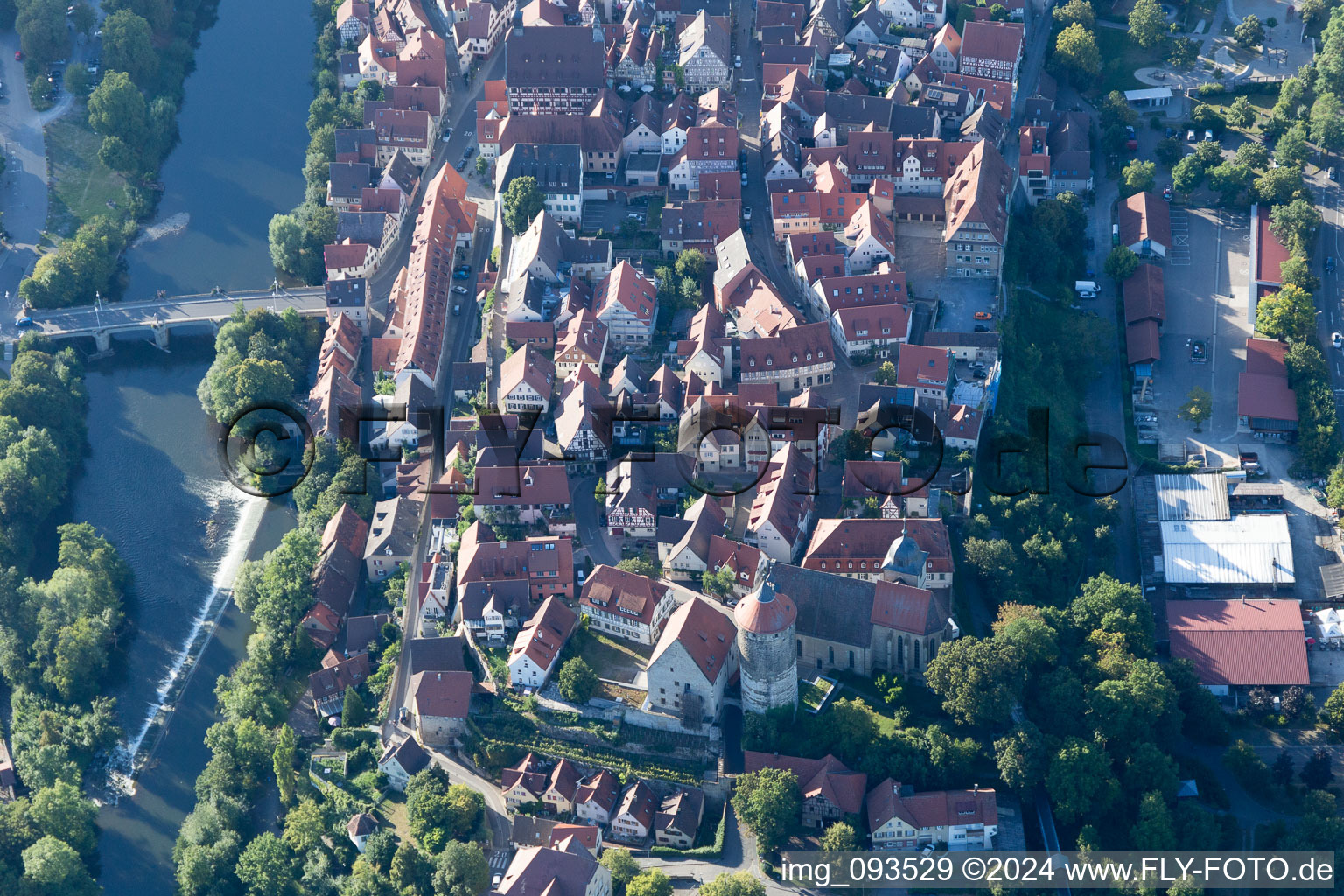 Besigheim in the state Baden-Wuerttemberg, Germany seen from a drone