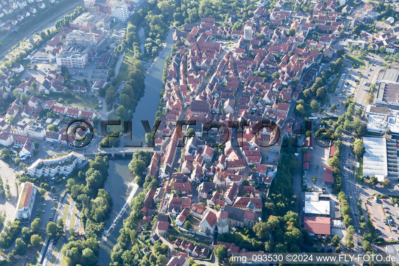 Aerial view of Besigheim in the state Baden-Wuerttemberg, Germany