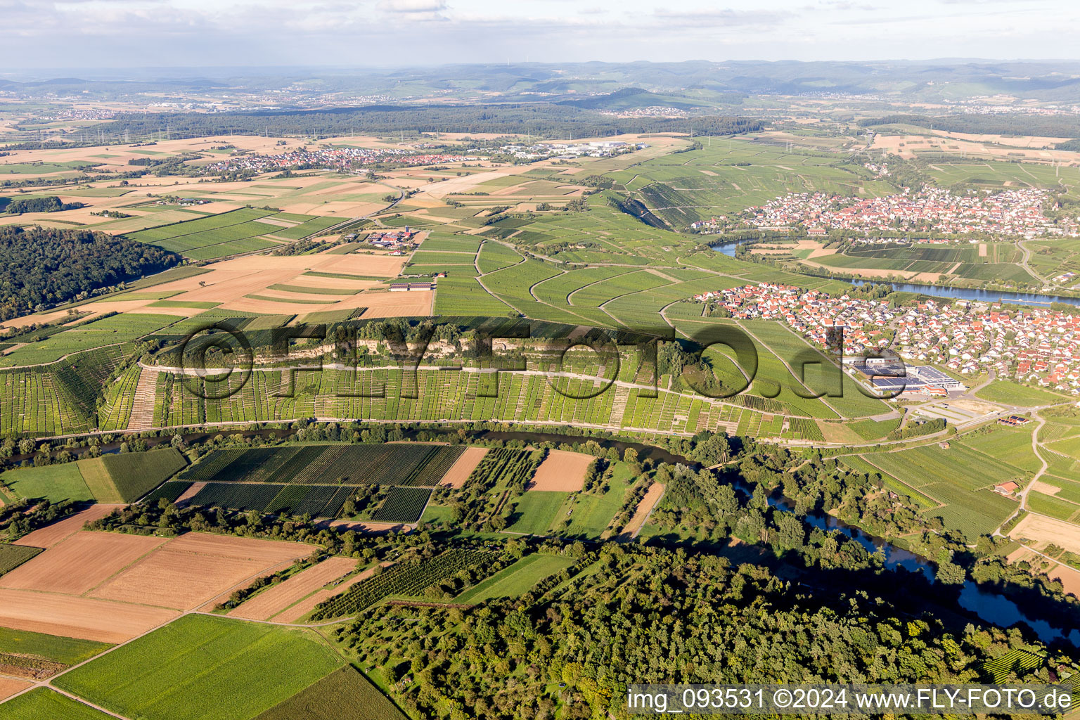 Village on the river bank areas of Enz in Loechgau in the state Baden-Wurttemberg, Germany