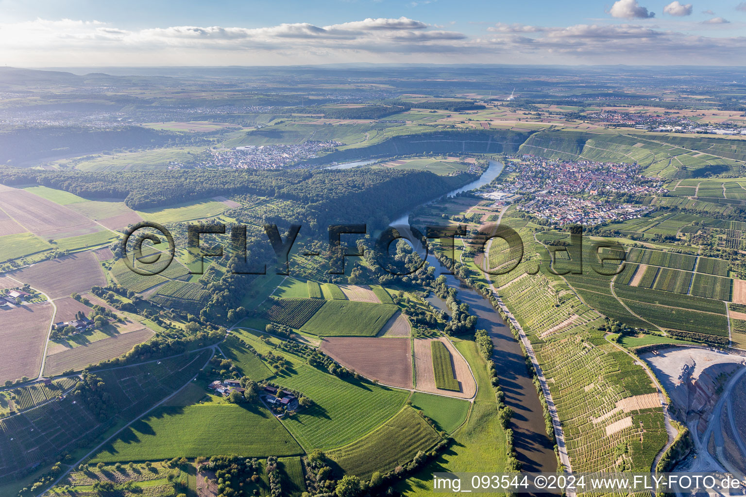 Village on the river bank areas of the river Neckar in Mundelsheim in the state Baden-Wurttemberg, Germany