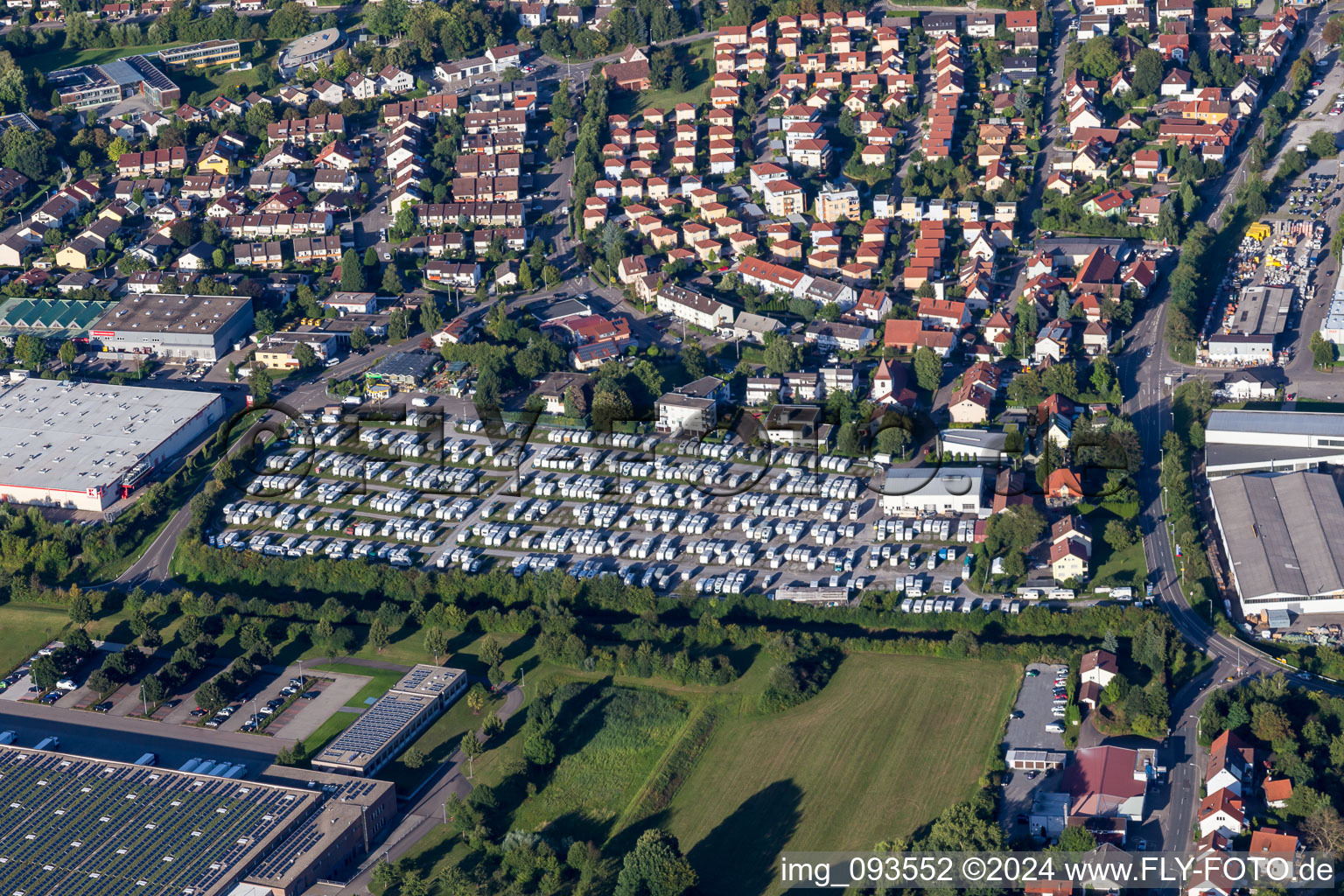 Parking and storage space for caravans of PREMIO Wohnwagen,- and Autoreparatur Steinheim in Steinheim an der Murr in the state Baden-Wurttemberg, Germany