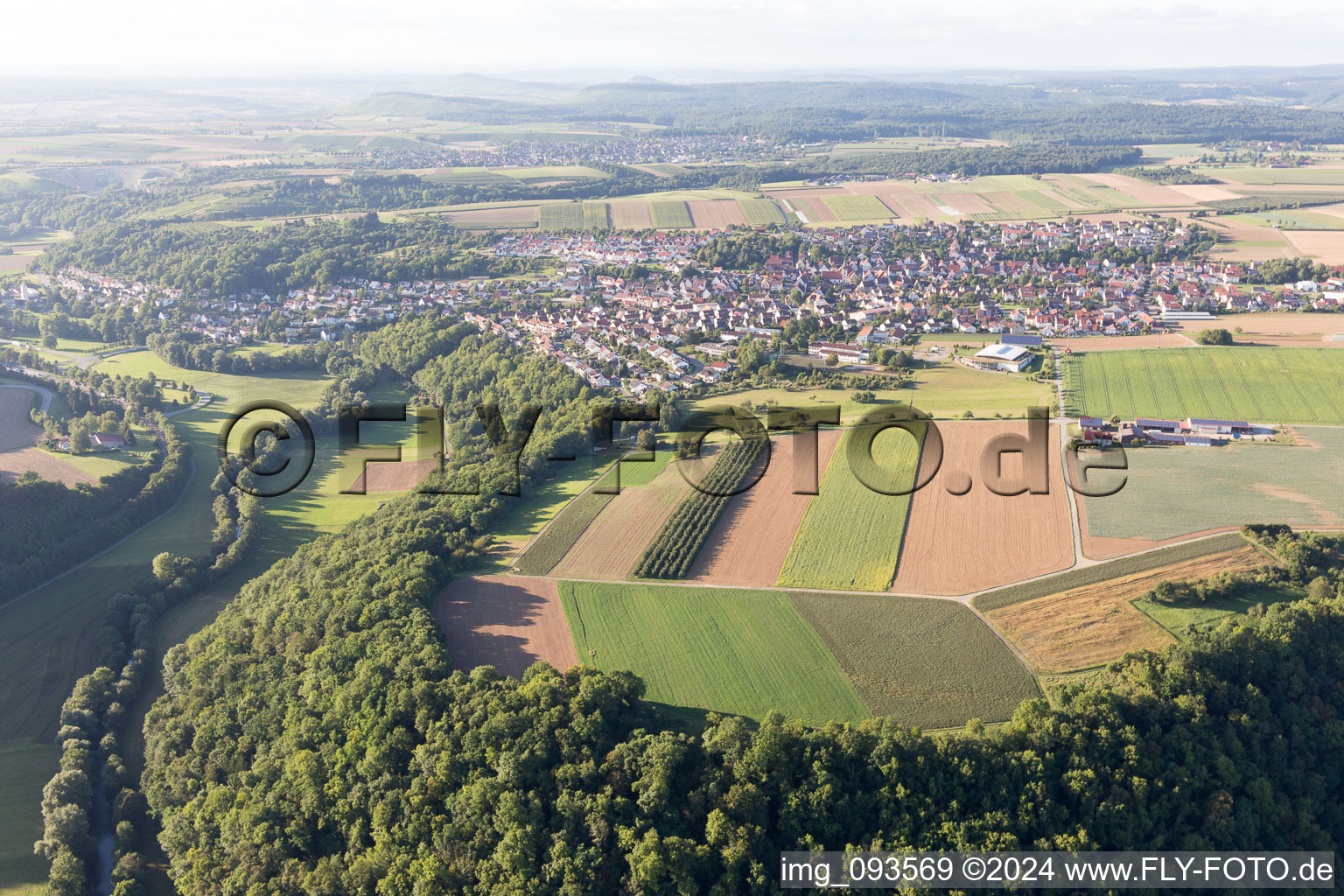 Aerial view of Kirchberg an der Murr in the state Baden-Wuerttemberg, Germany