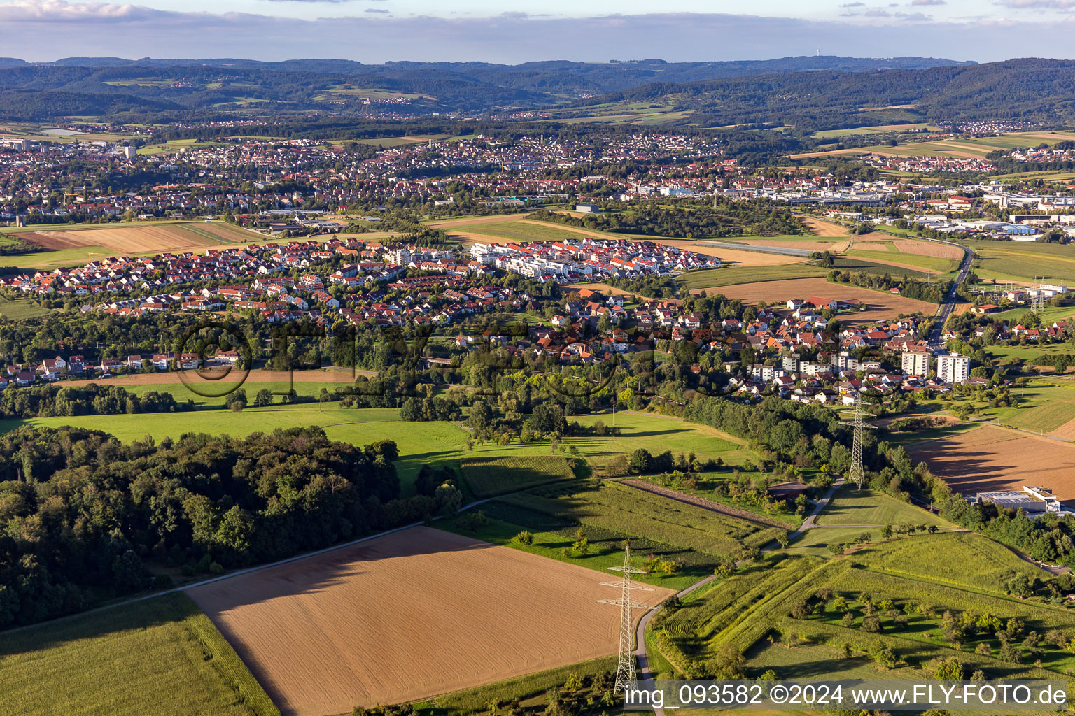 From the south in the district Maubach in Backnang in the state Baden-Wuerttemberg, Germany