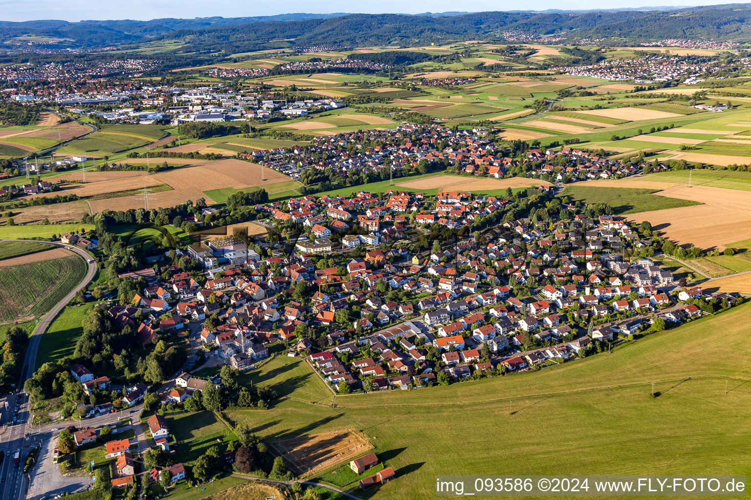 Town View of the streets and houses of the residential areas in Waldrems in the state Baden-Wurttemberg, Germany