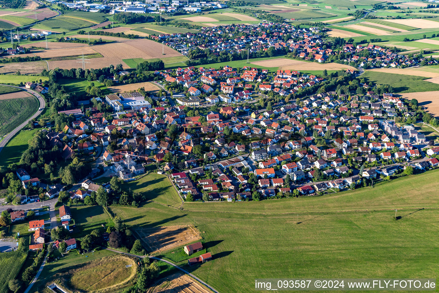 Aerial view of District Waldrems in Backnang in the state Baden-Wuerttemberg, Germany