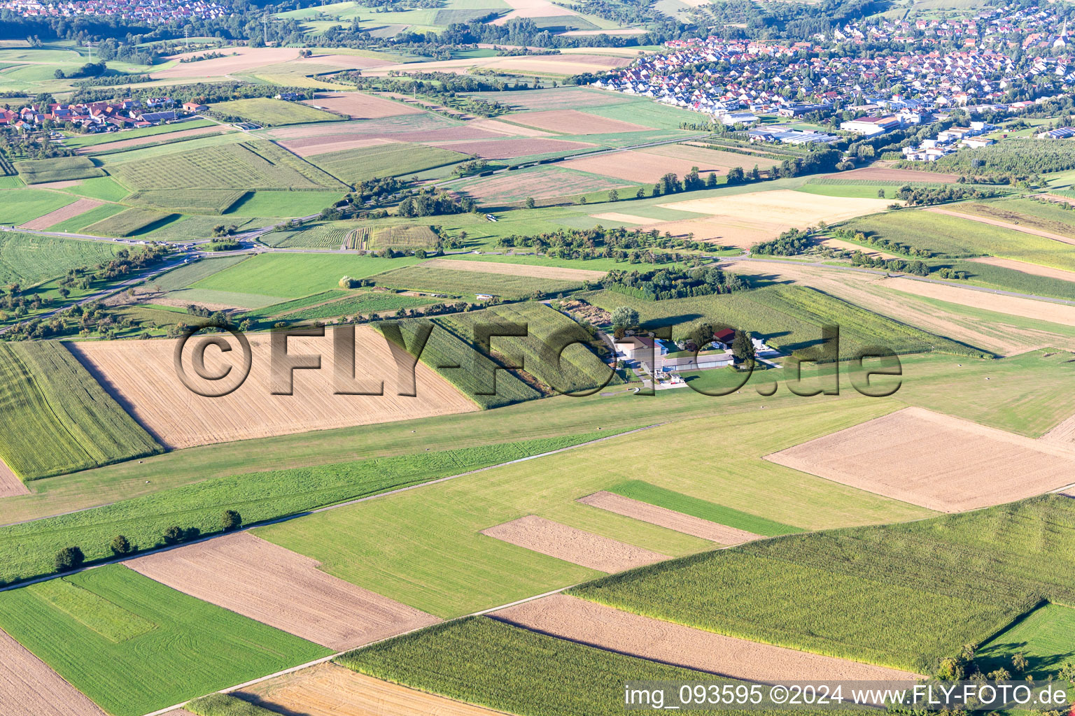 Aerial view of Airport Backnang-Heiningen in the district Heiningen in Backnang in the state Baden-Wuerttemberg, Germany