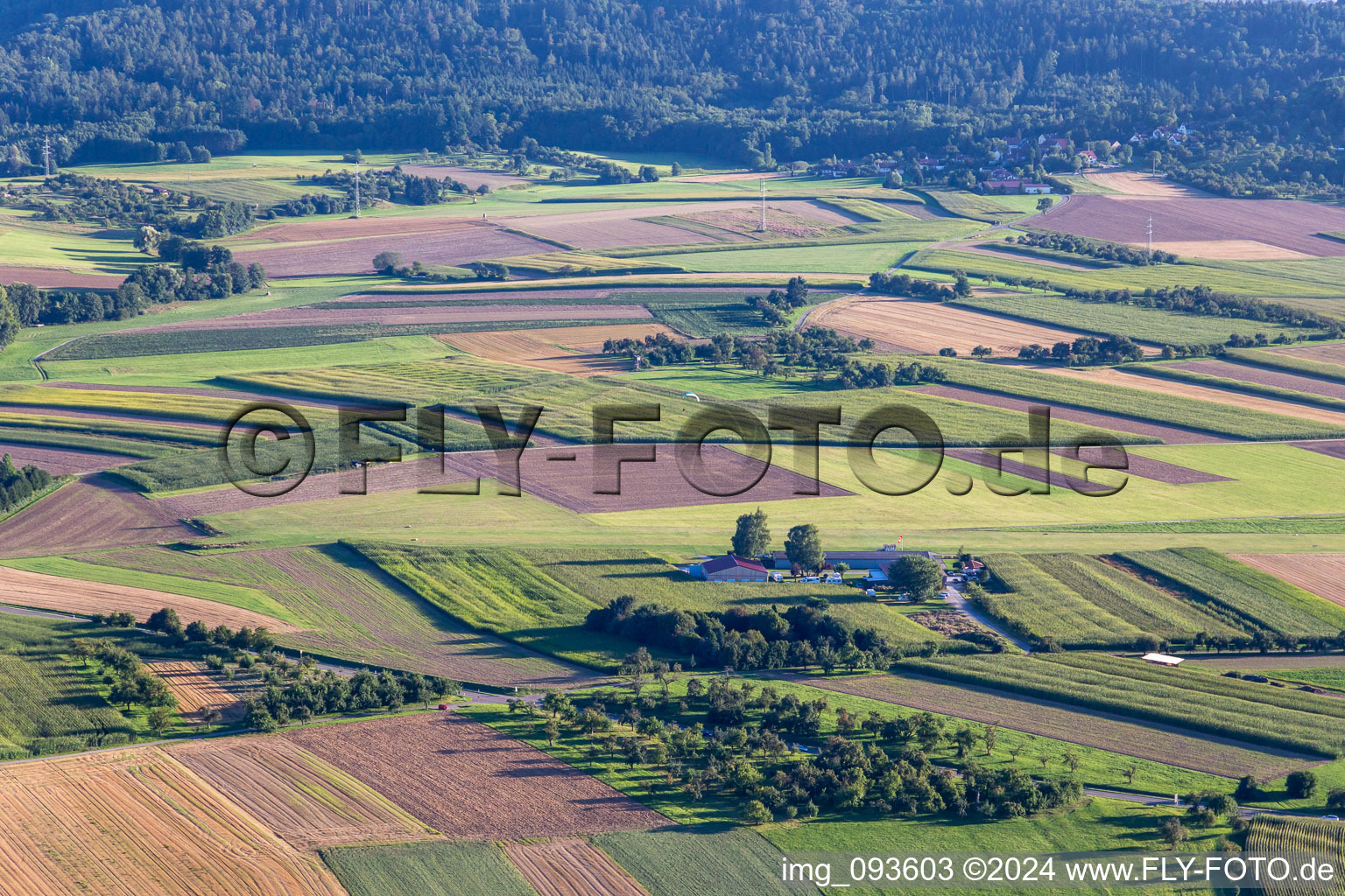 Oblique view of Airport Backnang-Heiningen in the district Heiningen in Backnang in the state Baden-Wuerttemberg, Germany