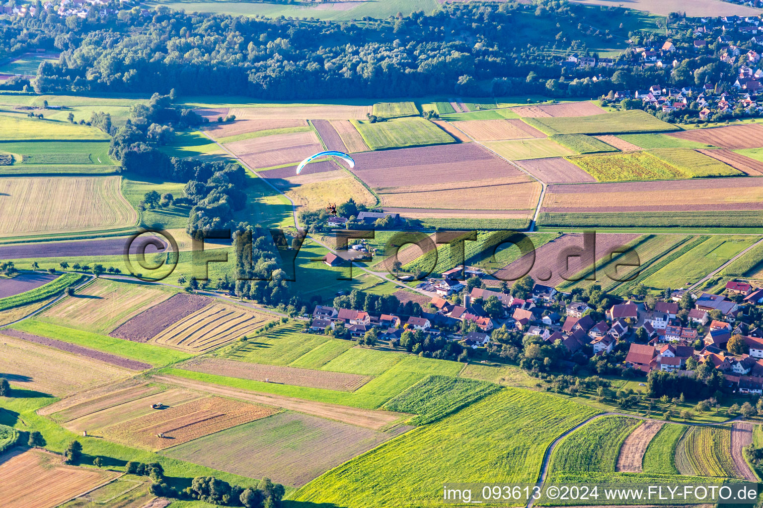 Aerial view of District Wattenweiler in Weissach im Tal in the state Baden-Wuerttemberg, Germany