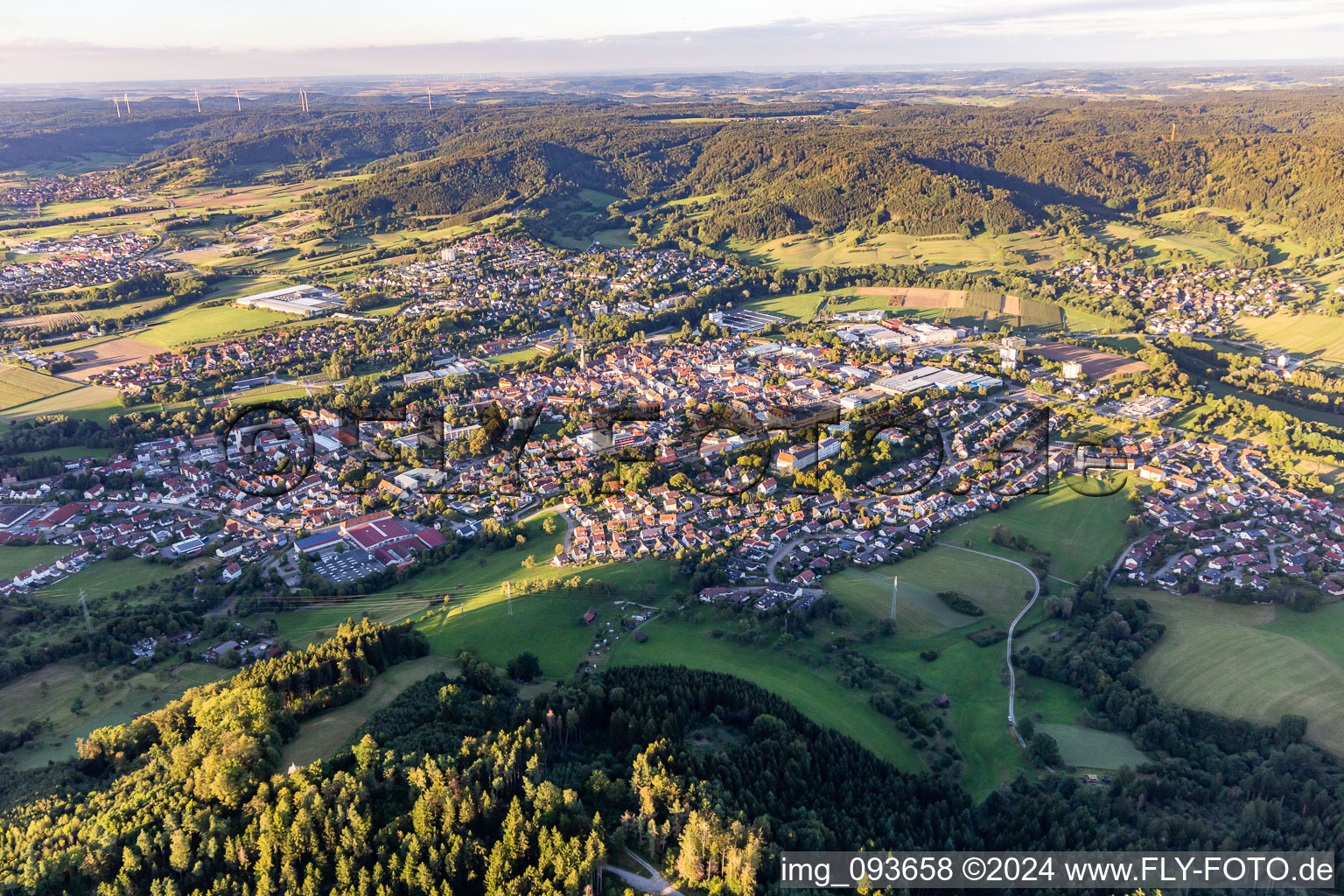 Town View of the streets and houses of the residential areas in Gaildorf in the state Baden-Wurttemberg, Germany