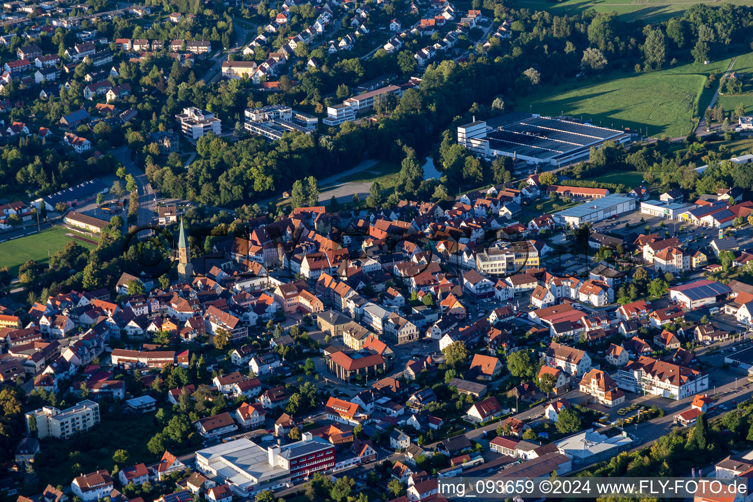 Aerial view of Gaildorf in the state Baden-Wuerttemberg, Germany