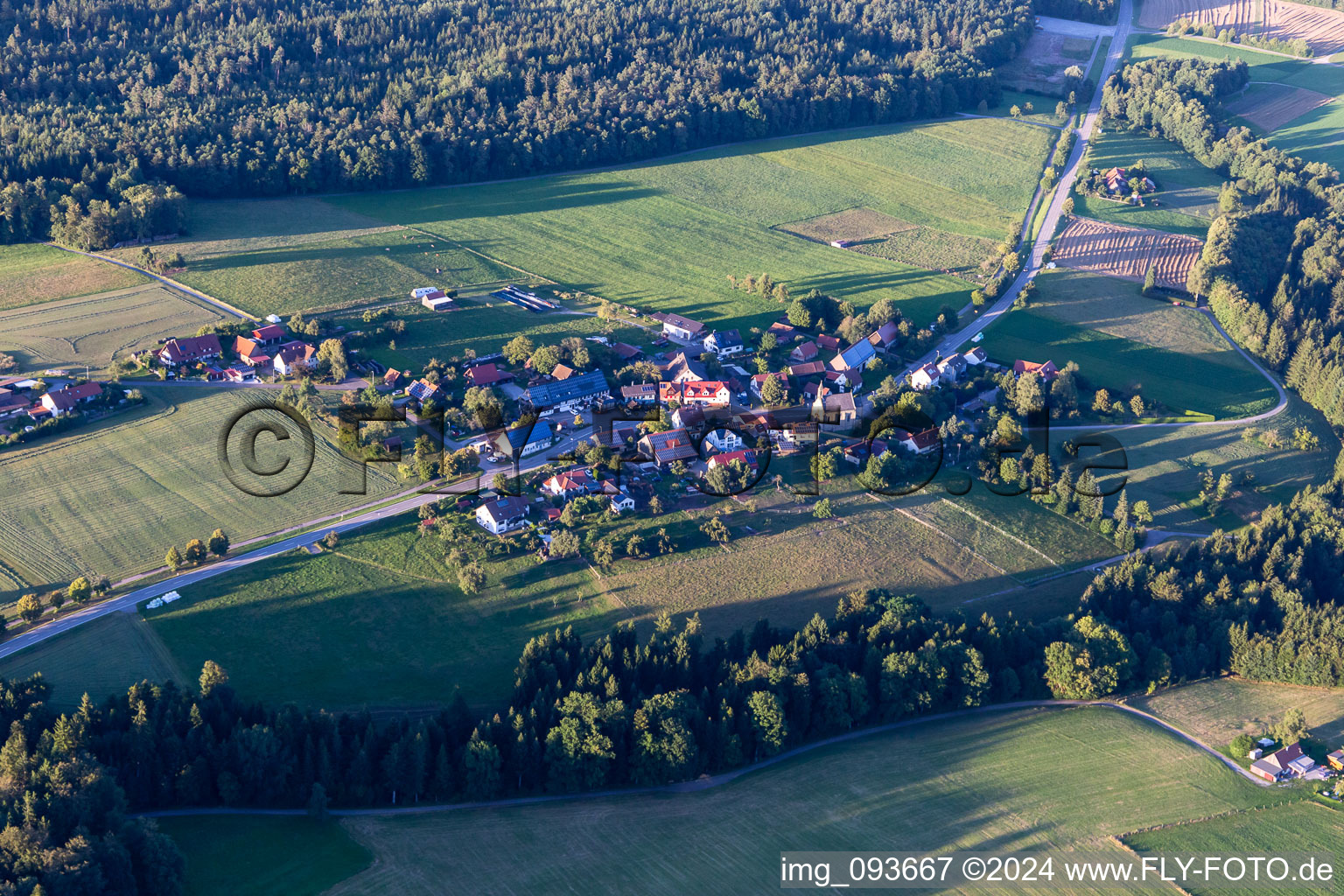 Aerial view of District Eutendorf in Gaildorf in the state Baden-Wuerttemberg, Germany