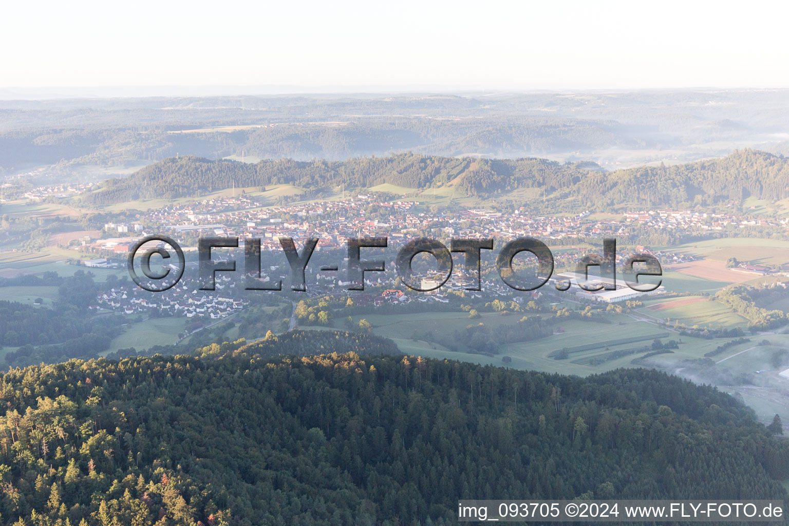 Oblique view of Gaildorf in the state Baden-Wuerttemberg, Germany