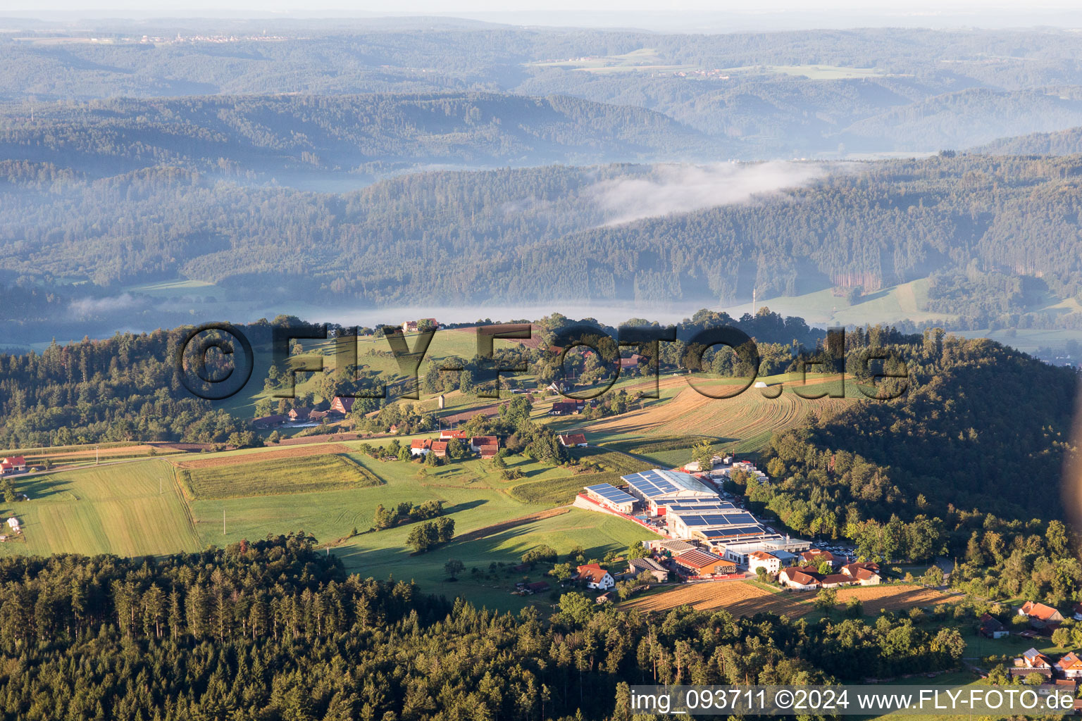 Building and production halls on the premises of Fertighaus WEISS GmbH in the district Scheuerhalden in Oberrot in the state Baden-Wurttemberg, Germany