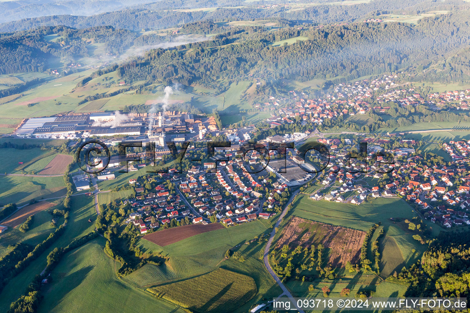 Town View of the streets and houses of the residential areas in Oberrot in the state Baden-Wurttemberg, Germany