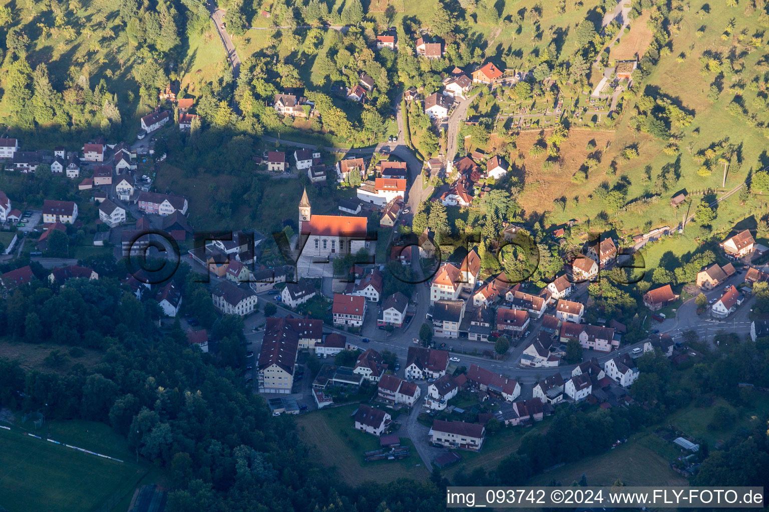 Oblique view of Spiegelberg in the state Baden-Wuerttemberg, Germany