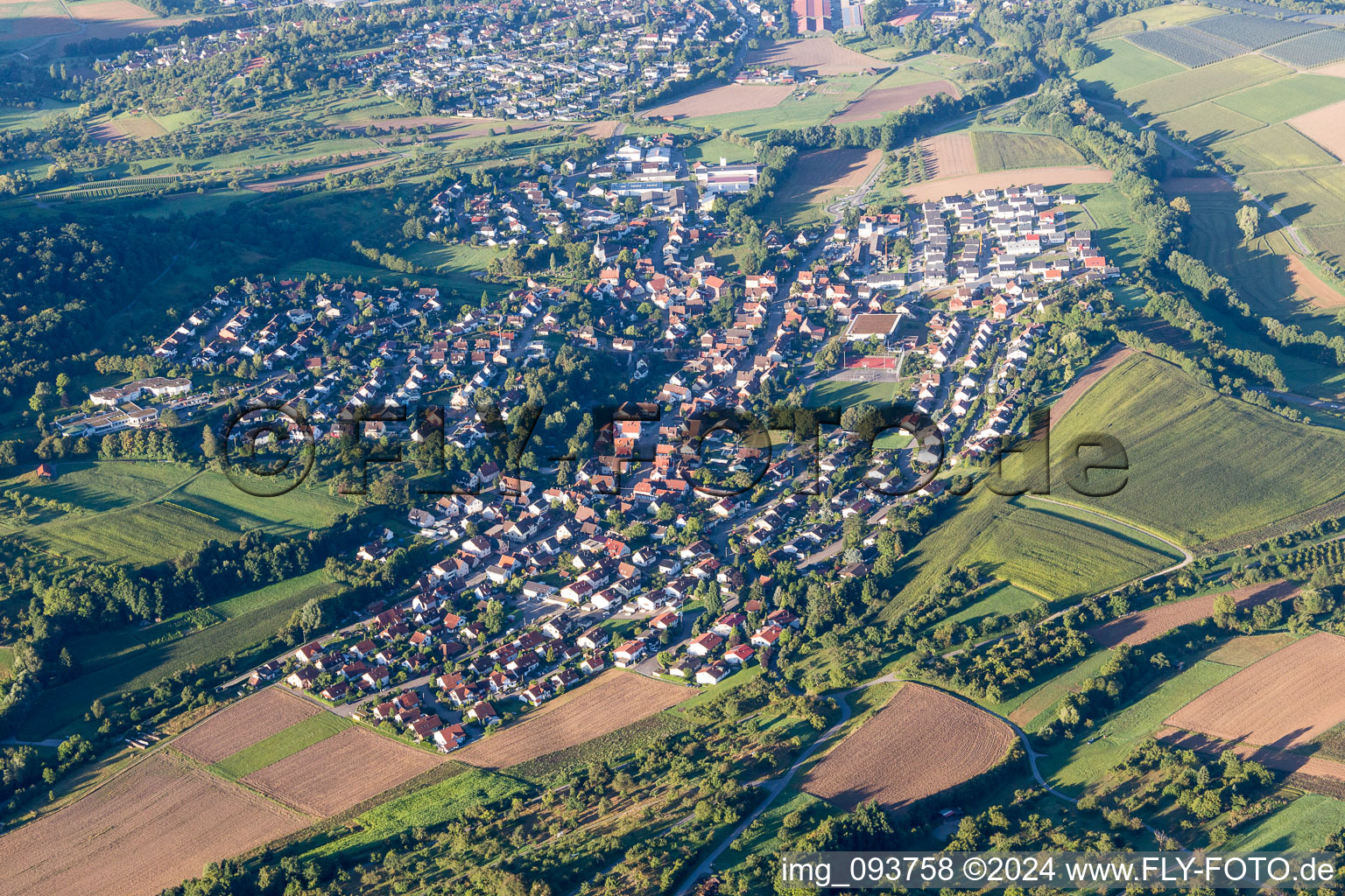 Town View of the streets and houses of the residential areas in Oberstenfeld in the state Baden-Wurttemberg, Germany