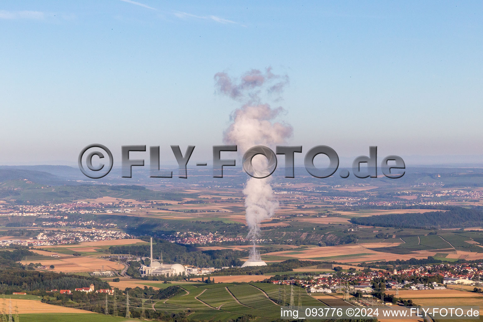 Building remains of the reactor units and facilities of the NPP nuclear power plant GKN Neckarwestheim in Neckarwestheim in the state Baden-Wurttemberg, Germany