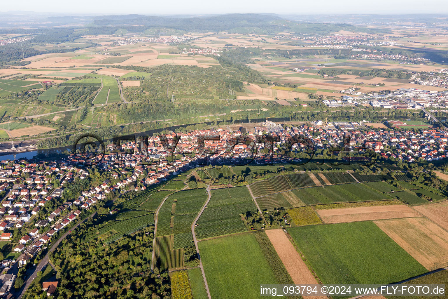 Town on the banks of the river of the river Neckar in Gemmrigheim in the state Baden-Wurttemberg, Germany