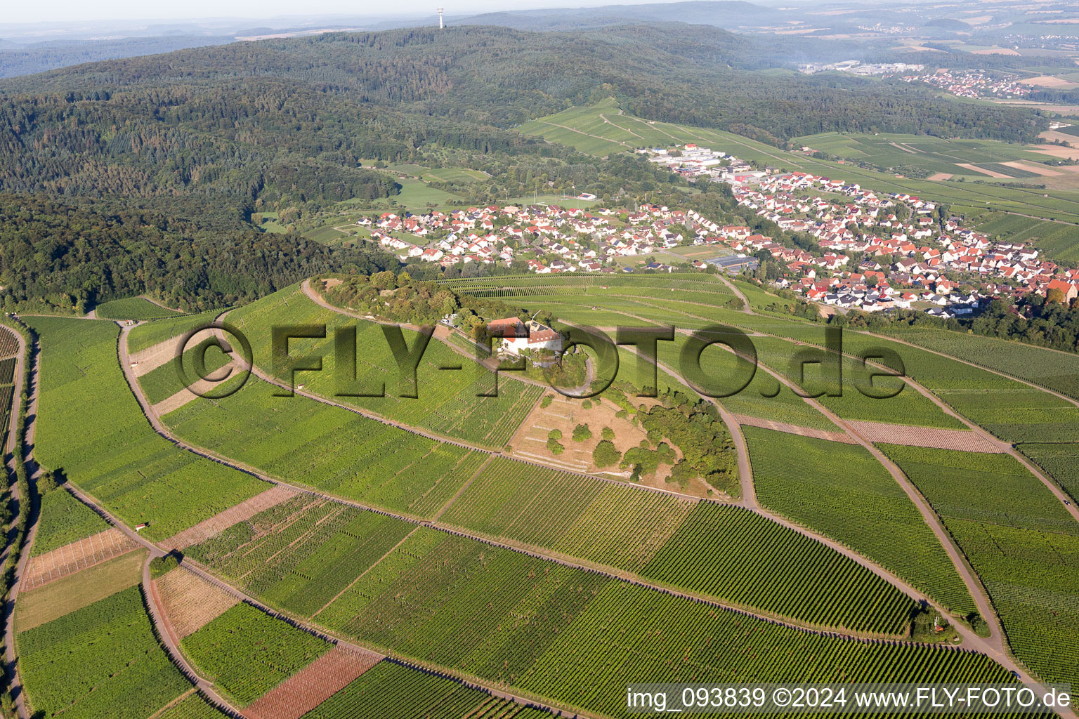 Aerial view of District Treffentrill in Cleebronn in the state Baden-Wuerttemberg, Germany