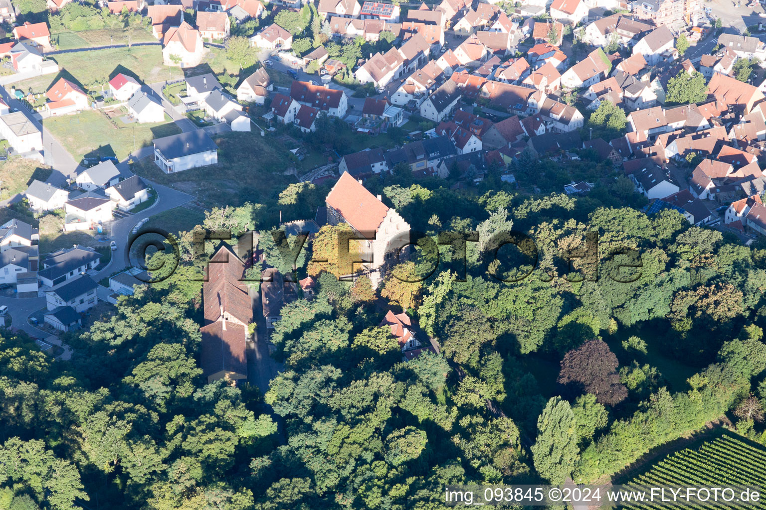 Aerial view of Michael's Church in the district Treffentrill in Cleebronn in the state Baden-Wuerttemberg, Germany