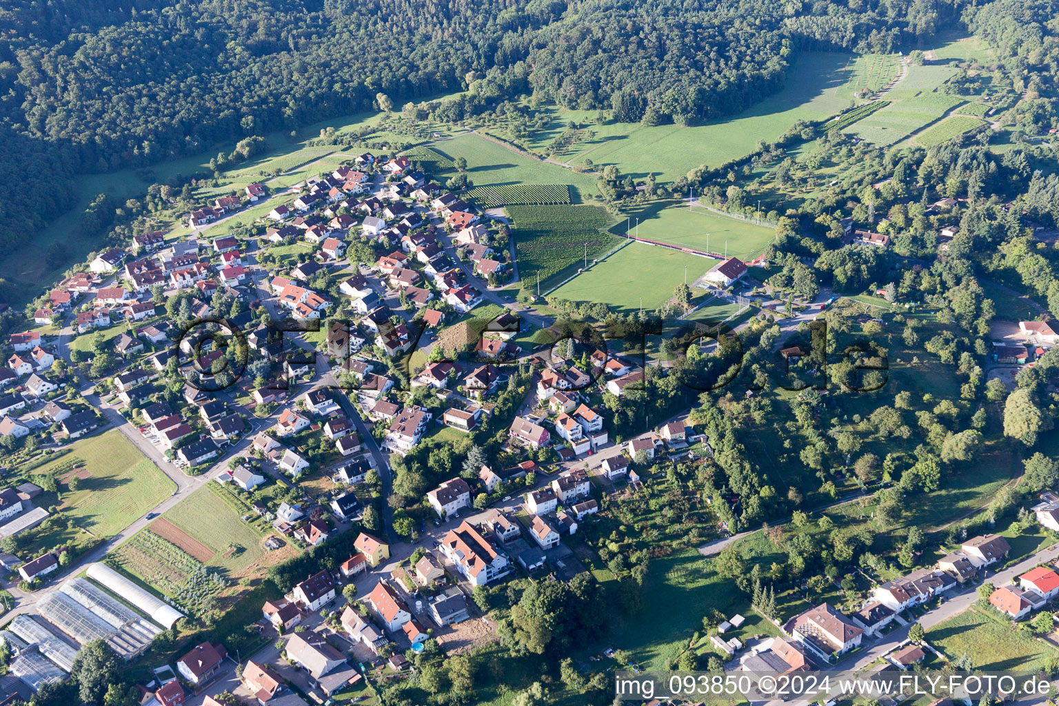 Aerial view of Cleebronn in the state Baden-Wuerttemberg, Germany