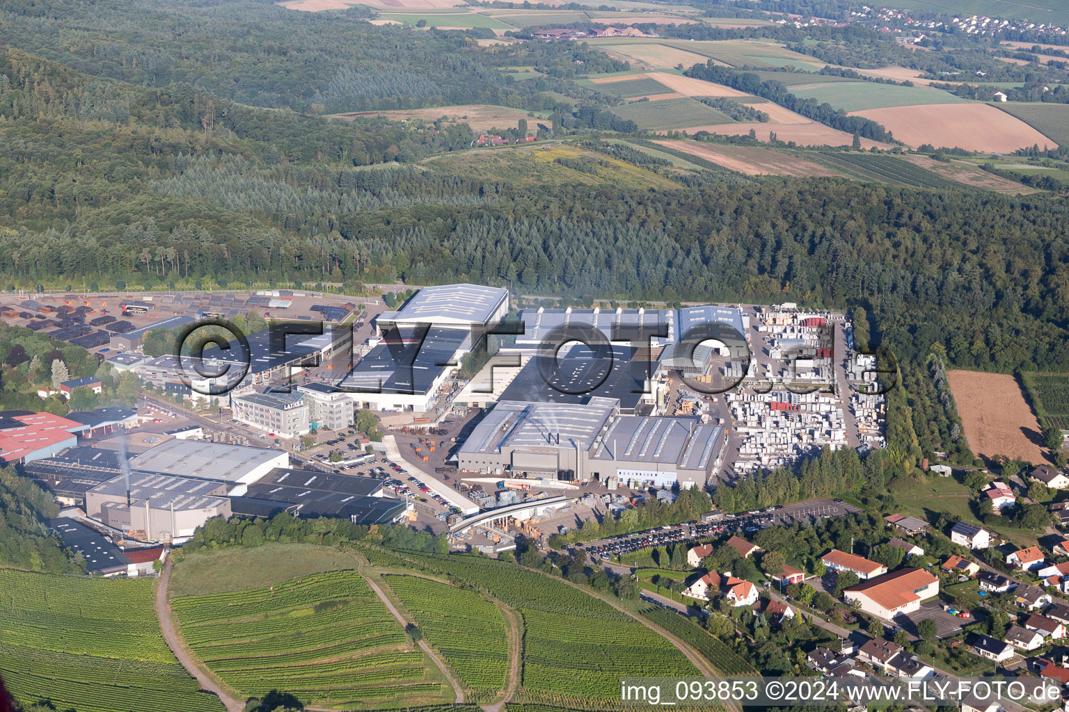Building and production halls on the premises of Geruestbau Layher GmbH in the district Frauenzimmern in Gueglingen in the state Baden-Wurttemberg