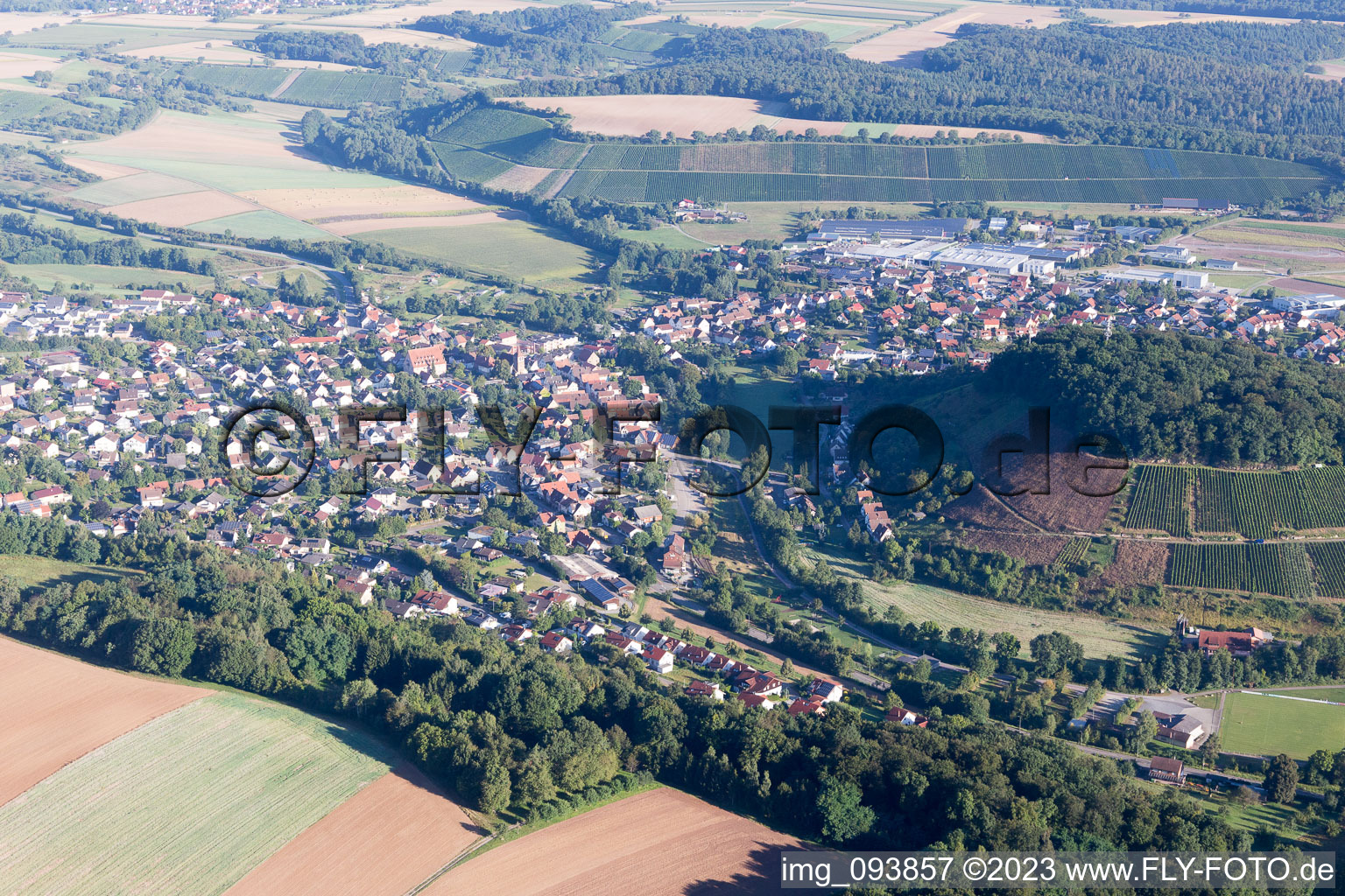 Aerial view of Zaberfeld in the state Baden-Wuerttemberg, Germany